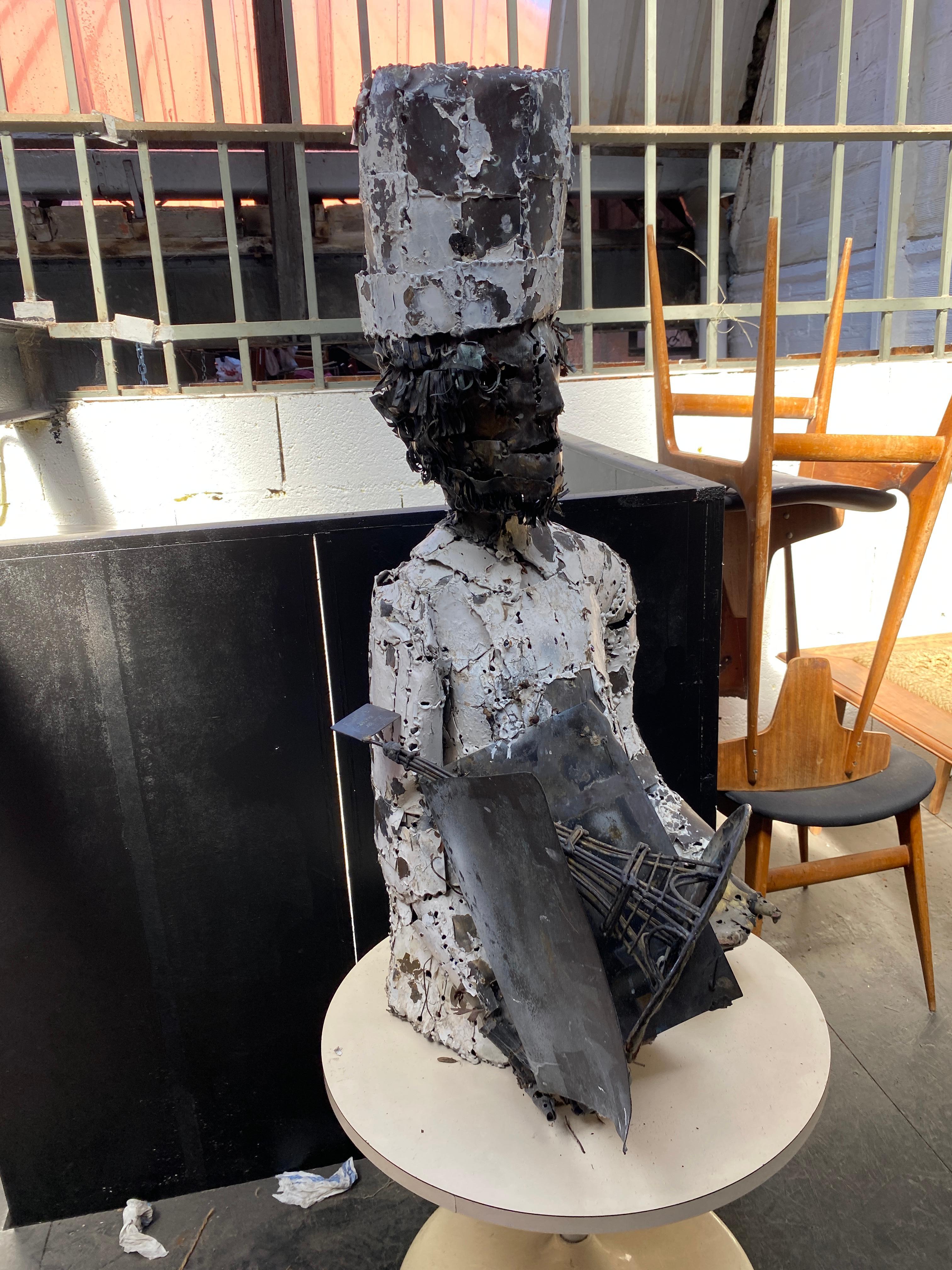 Francois Melin '1942-2019' Large Sculpture, Metal Representing a Parisian Cook For Sale 3