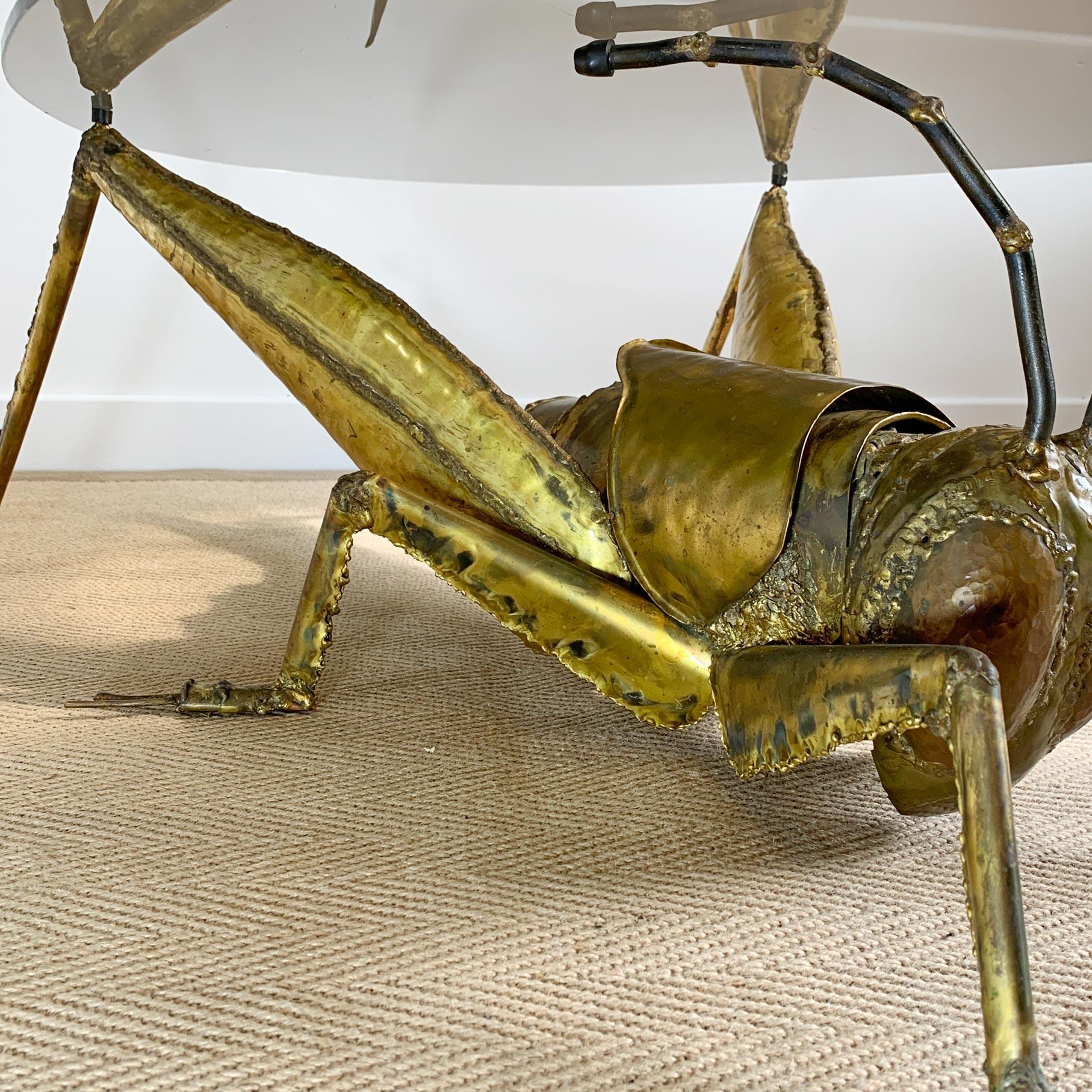 Francois Melin Brutalist Gold Grasshopper Table, 1970 3