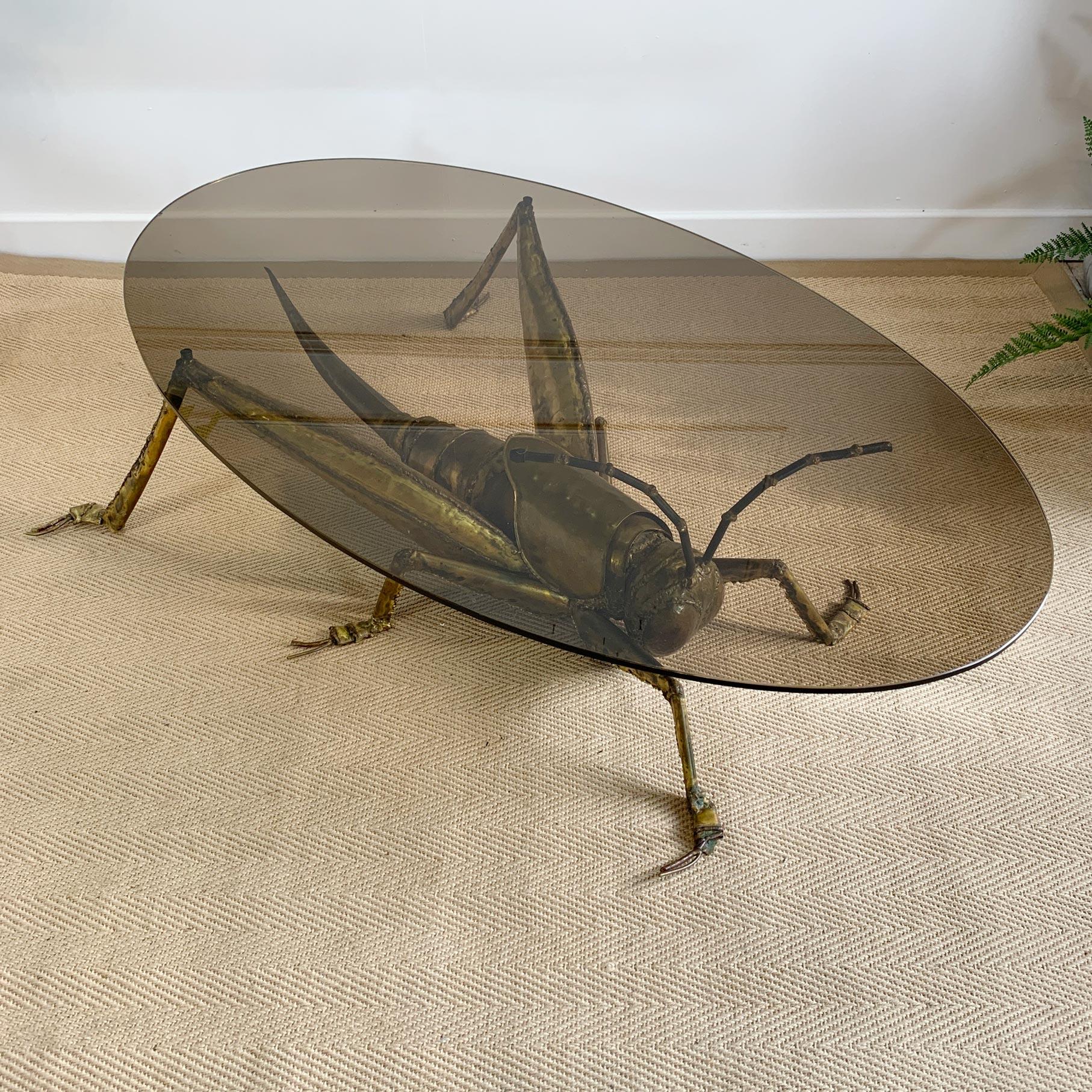 Francois Melin Brutalist Gold Grasshopper Table, 1970 For Sale 7