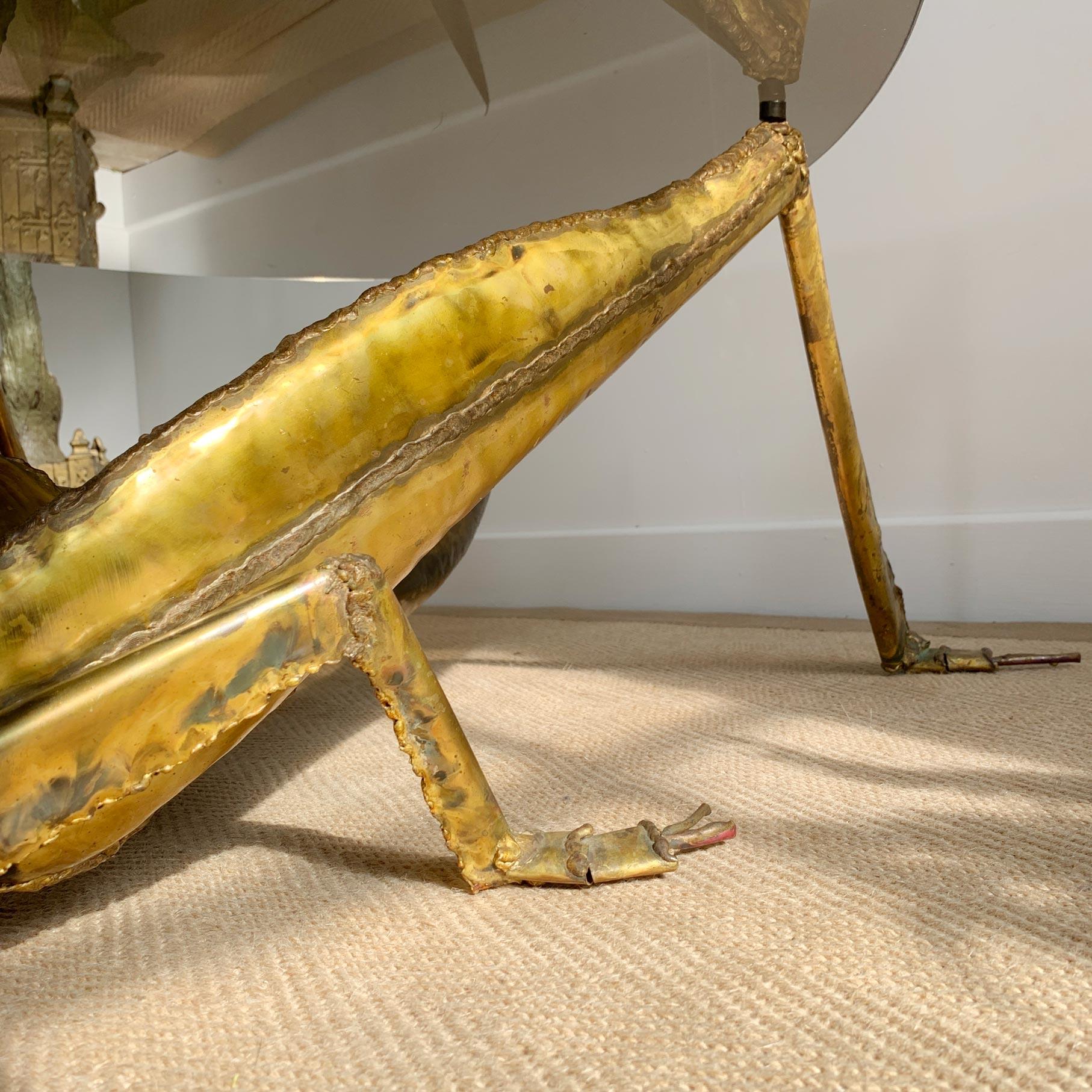 Francois Melin Brutalist Gold Grasshopper Table, 1970 10