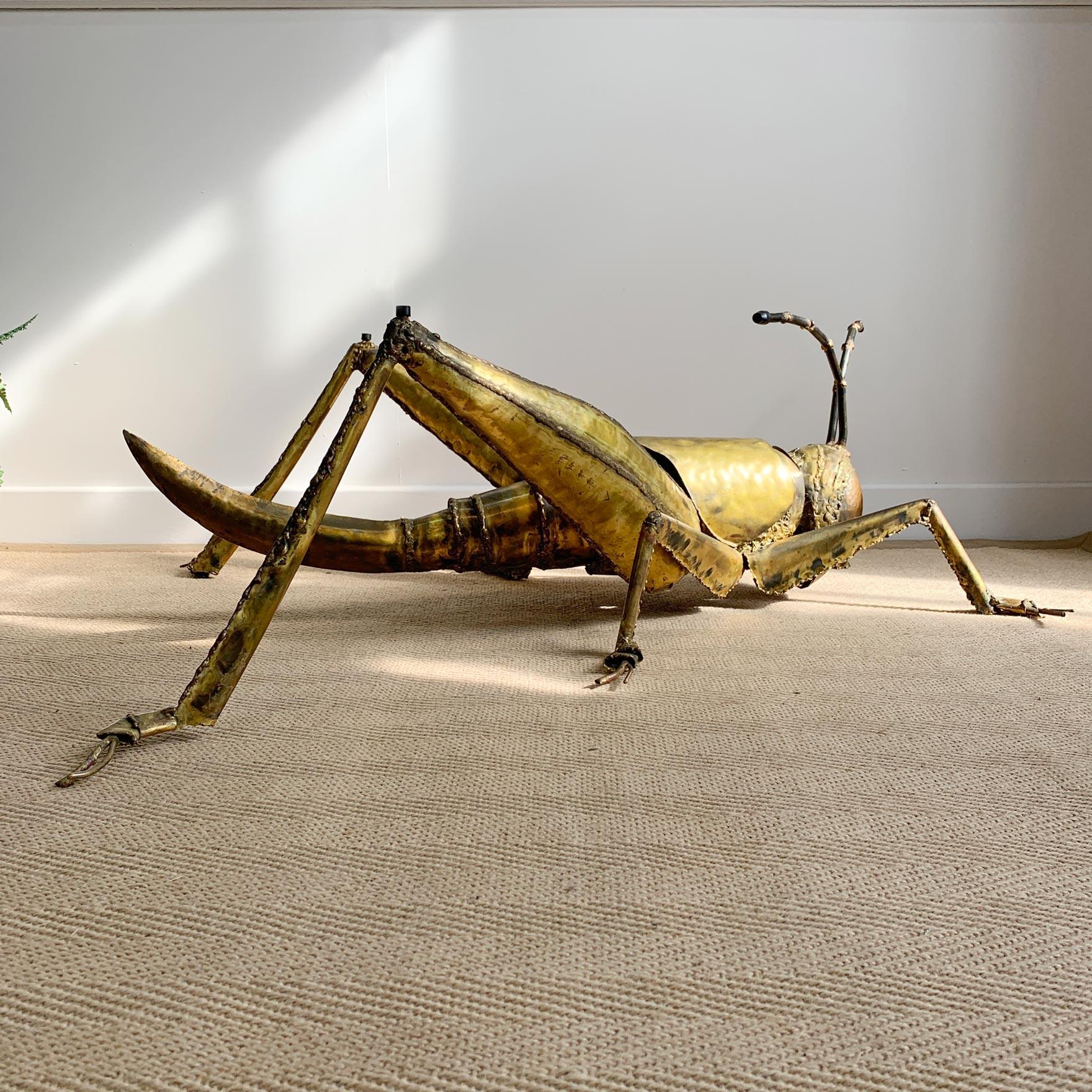 Francois Melin Brutalist Gold Grasshopper Table, 1970 For Sale 13