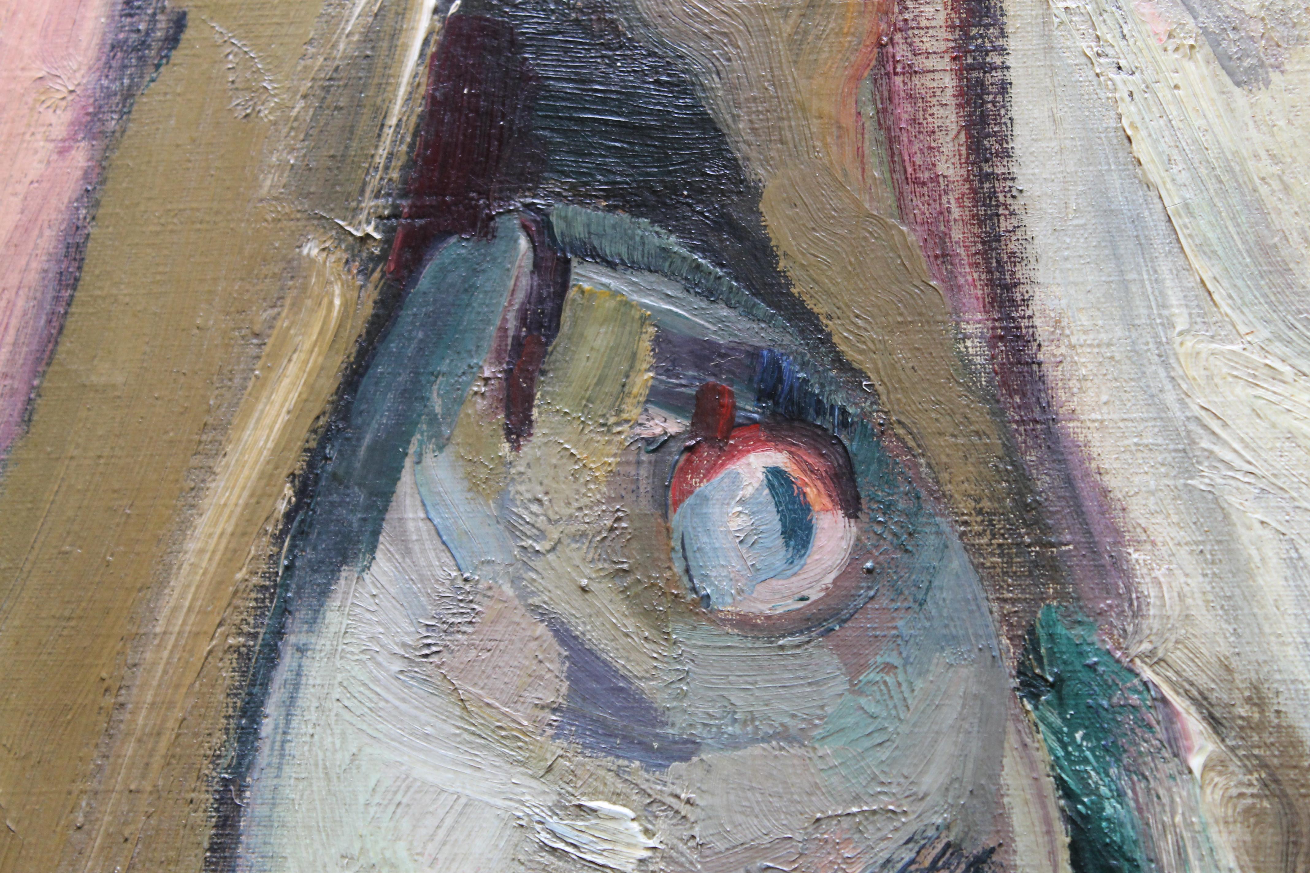 Natura morta di pesce Pittura ad olio, pesce impressionista, orata e peperoni rossi 3