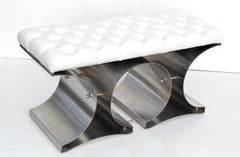 Panchina François Monnet in acciaio inox ed ecopelle con inserti