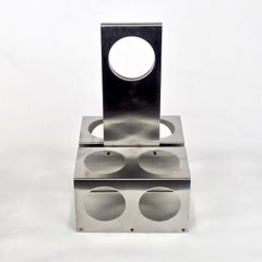 Francois Monnet Brushed Steel Bottle Carrier for Kappa, Paris, 1970s
