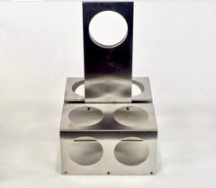 Francois Monnet Weinflaschenhalter aus gebürstetem Stahl für Kappa Paris, 1970er Jahre