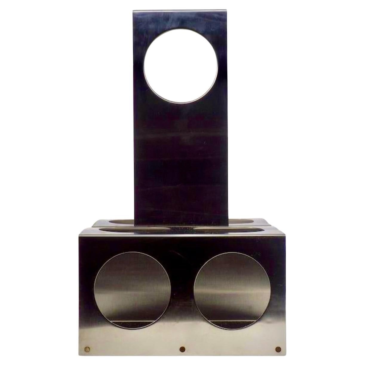 Portabotellas de vino de acero cepillado Francois Monnet para Kappa Paris, años 70