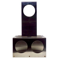 Francois Monnet Portabottiglie in acciaio spazzolato per Kappa Paris, anni '70