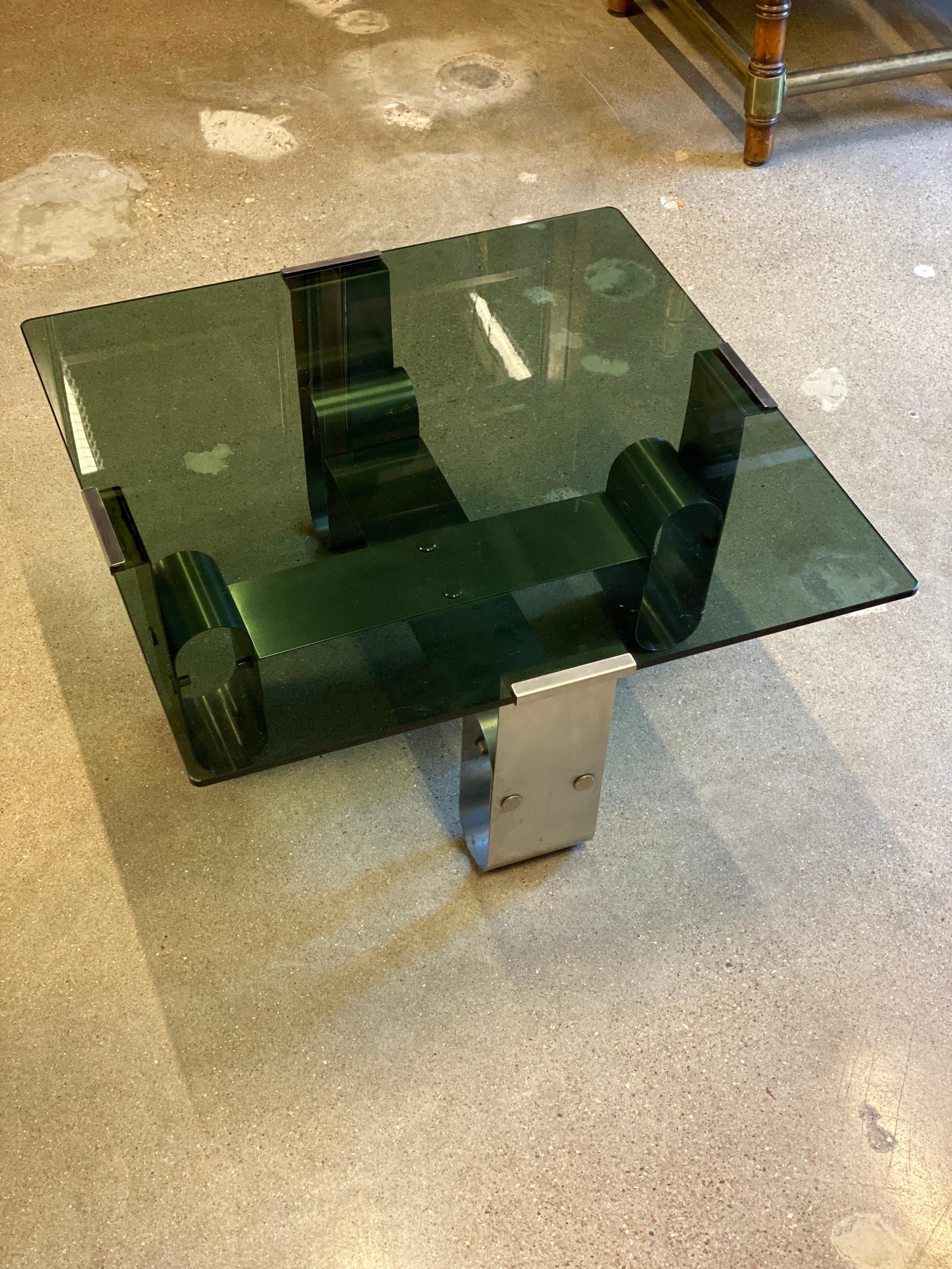 Francois Monnet Cocktail or Side Table with Smoked Glass, 1970 1