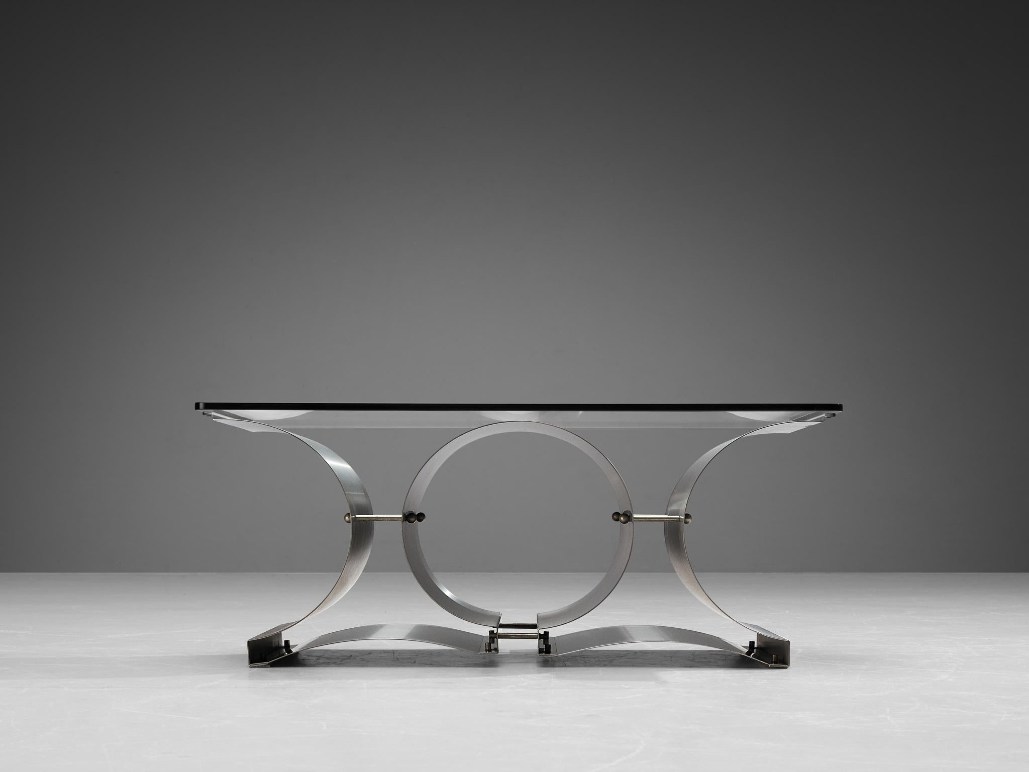 François Monnet Coffee Table in Steel and Glass  In Good Condition In Waalwijk, NL