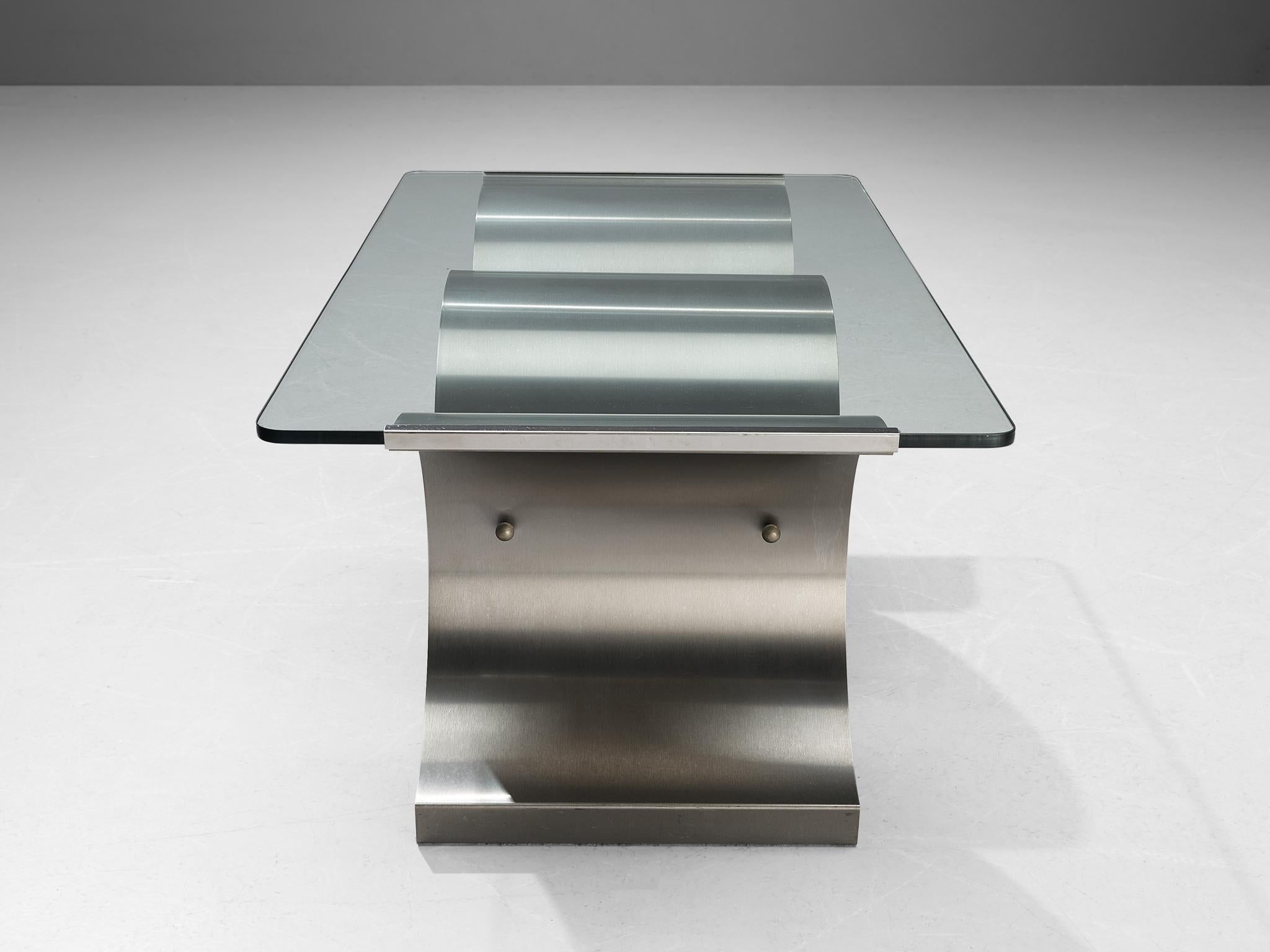 François Monnet Coffee Table in Steel and Glass  2