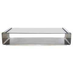 Francois Monnet Coffee Table Smoked Glass and Brushed Steel , pair available
