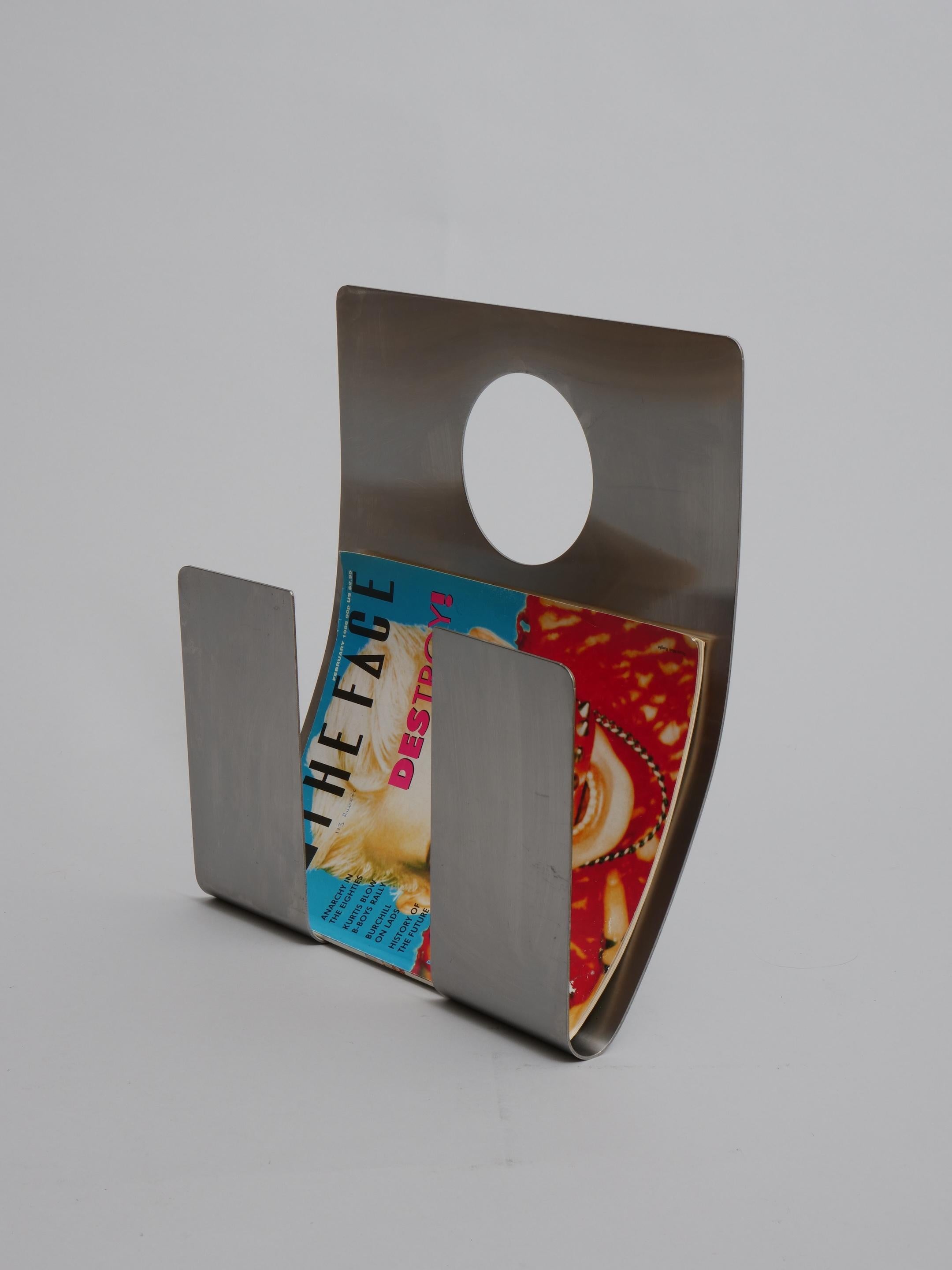 Stainless steel magazine holder by François Monnet for Kappa c1970