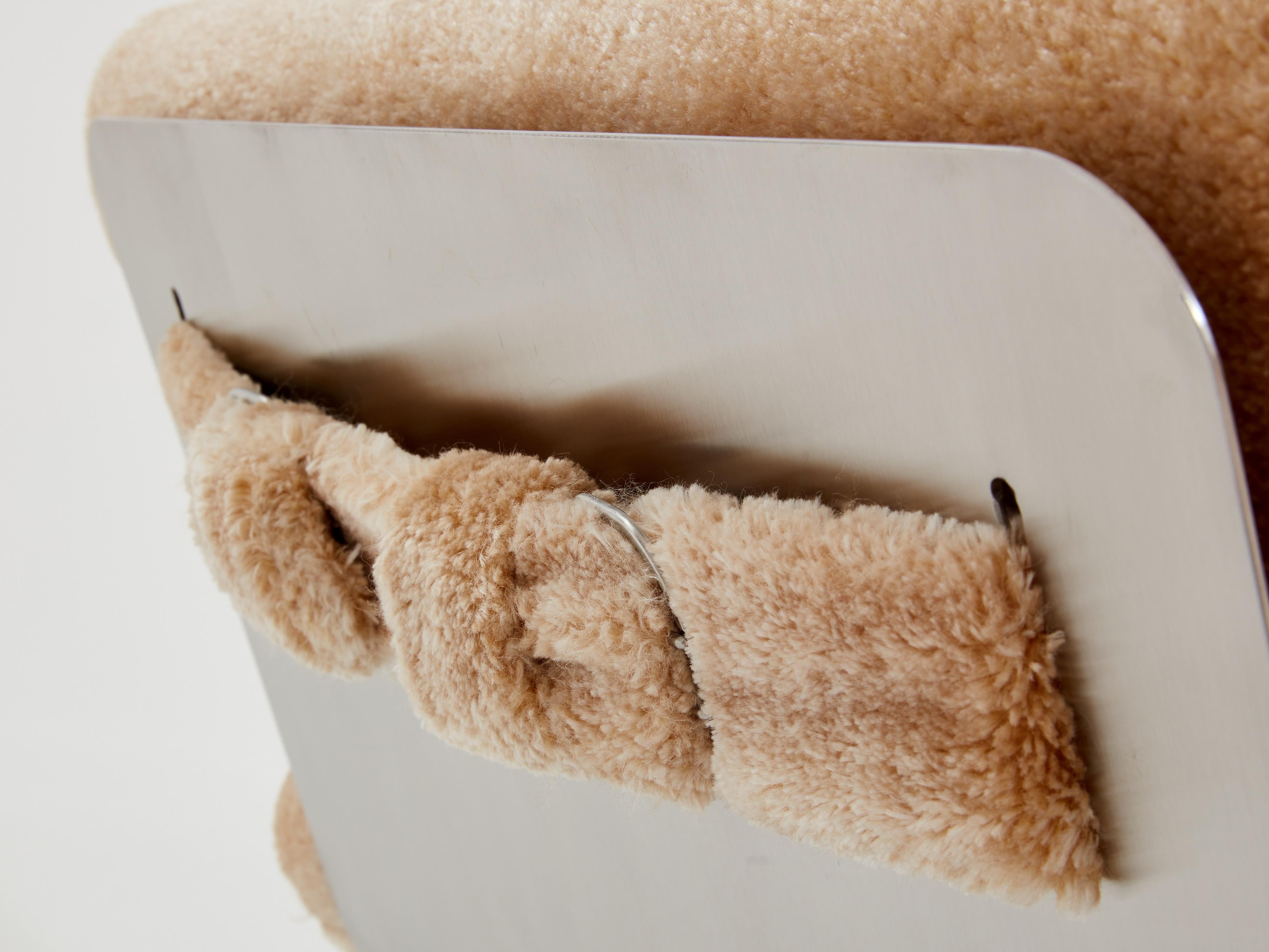 François Monnet for Kappa steel mohair velvet armchairs 1970 In Good Condition In Paris, IDF