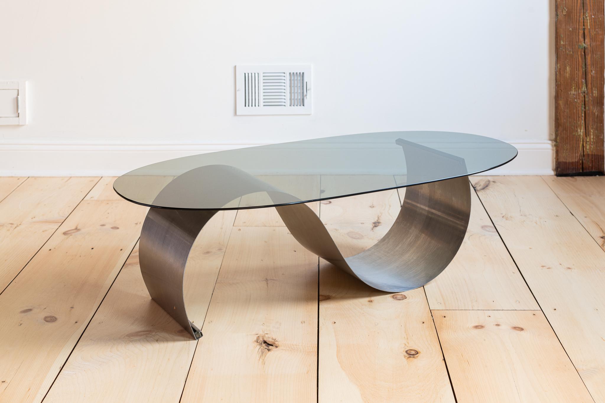 French François Monnet Metal Coffee Table, 1970s