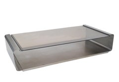 Francois Monnet Couchtisch aus Rauchglas und gebürstetem Stahl, Paar verfügbar