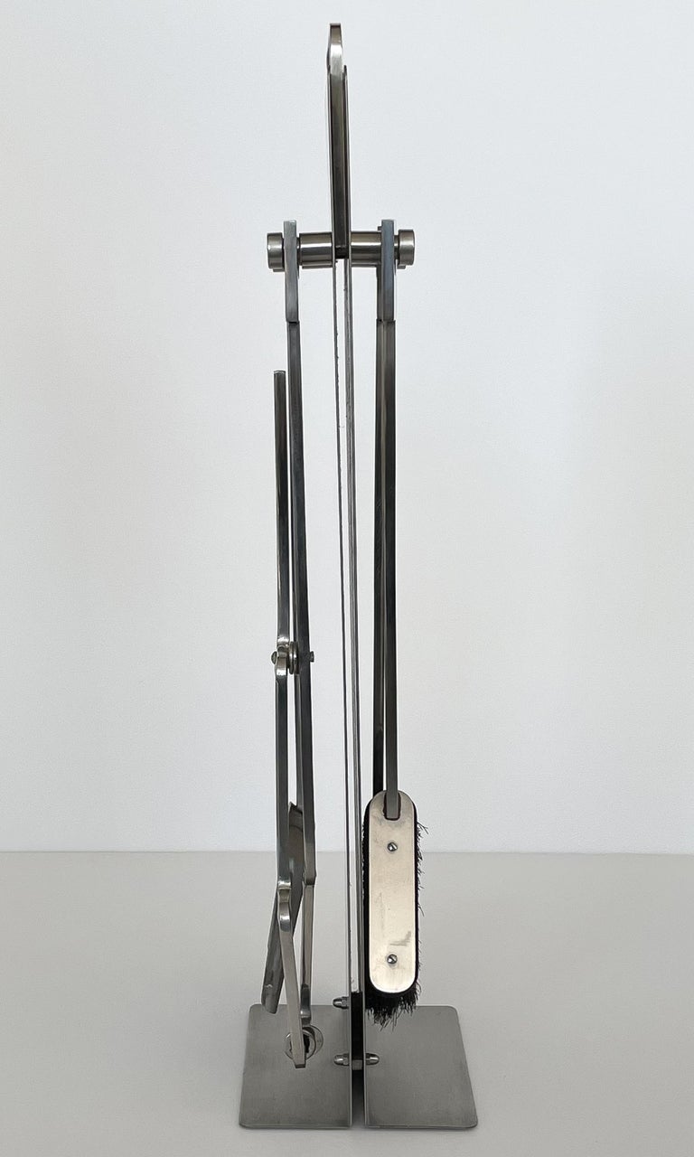 Francois Modernist Stainless Steel Fireplace Tool Set at 1stDibs
