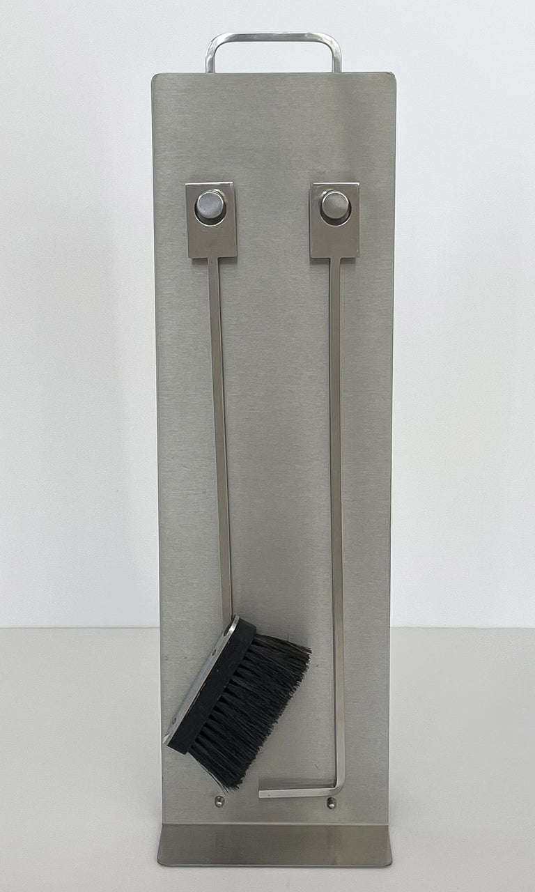 Francois Modernist Stainless Steel Fireplace Tool Set at 1stDibs