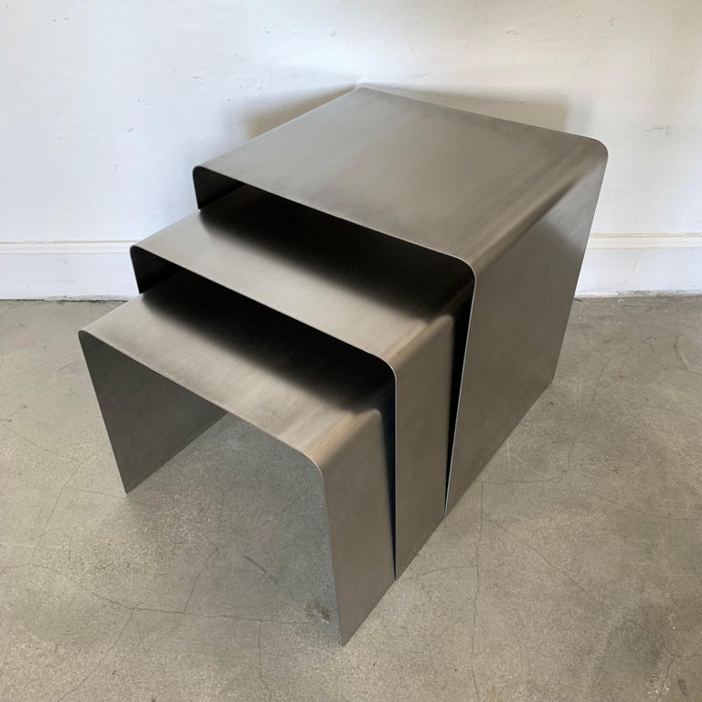 François Waterfall Bent Steel Nesting Ocassional Side End Tables