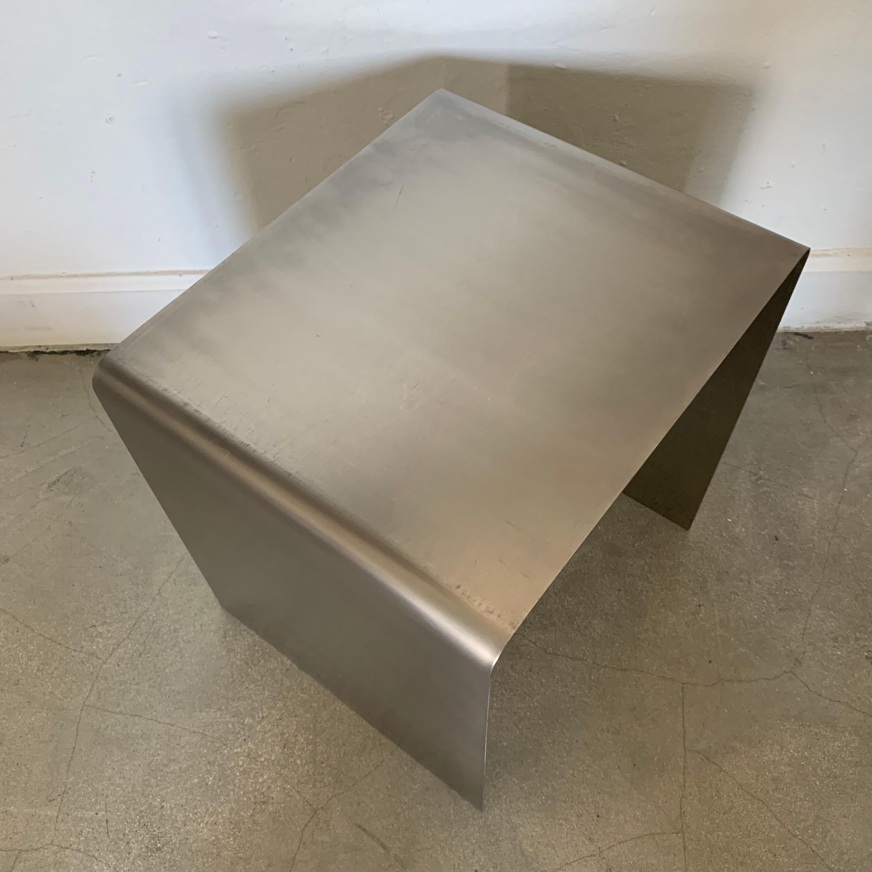 Brushed François Monnet Waterfall Bent Steel Nesting Ocassional Side End Tables by Kappa