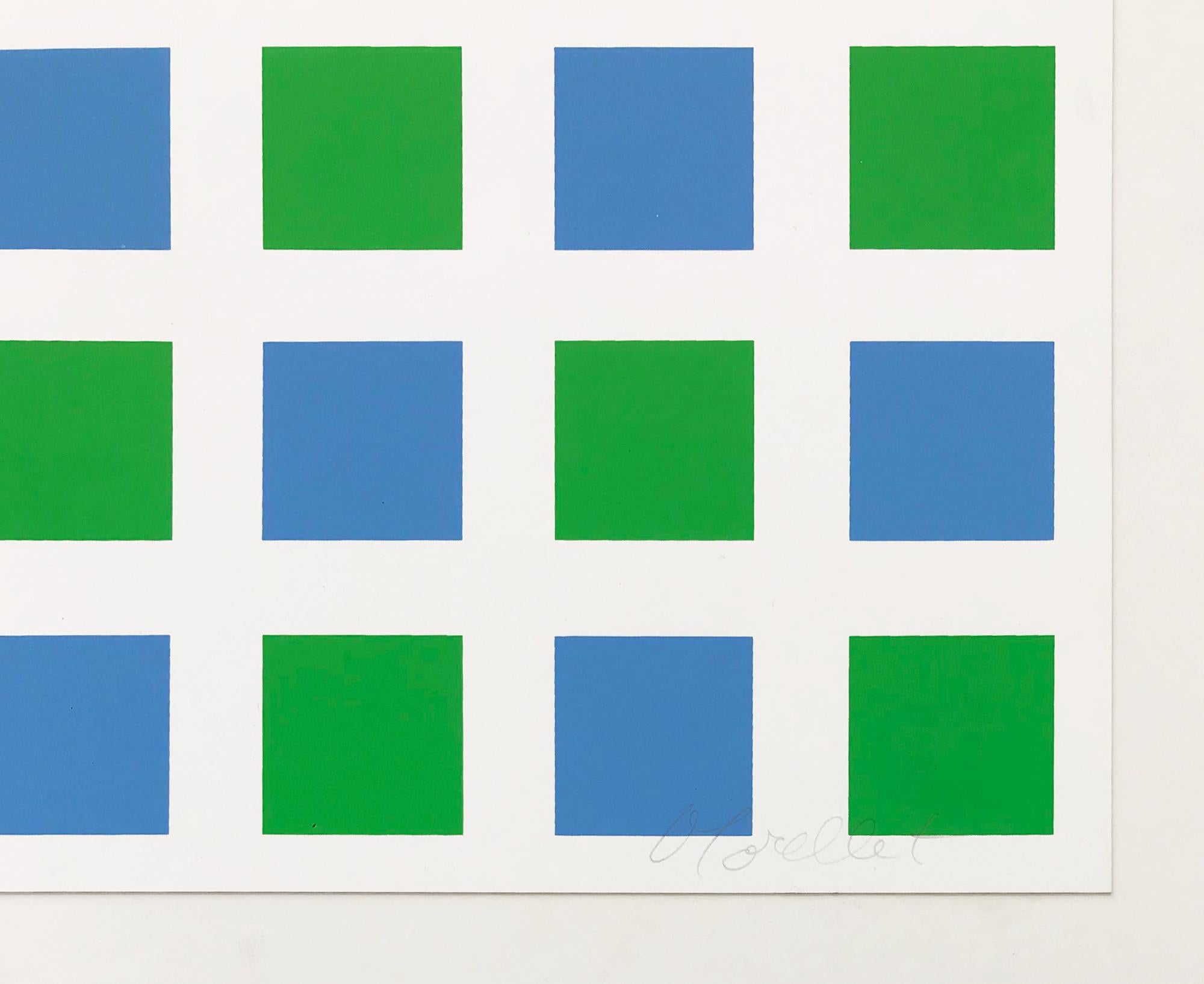 François Morellet, Untitled - 1972, Signed Print, Geometric Abstraction, Op Art - Painting by Francois Morellet