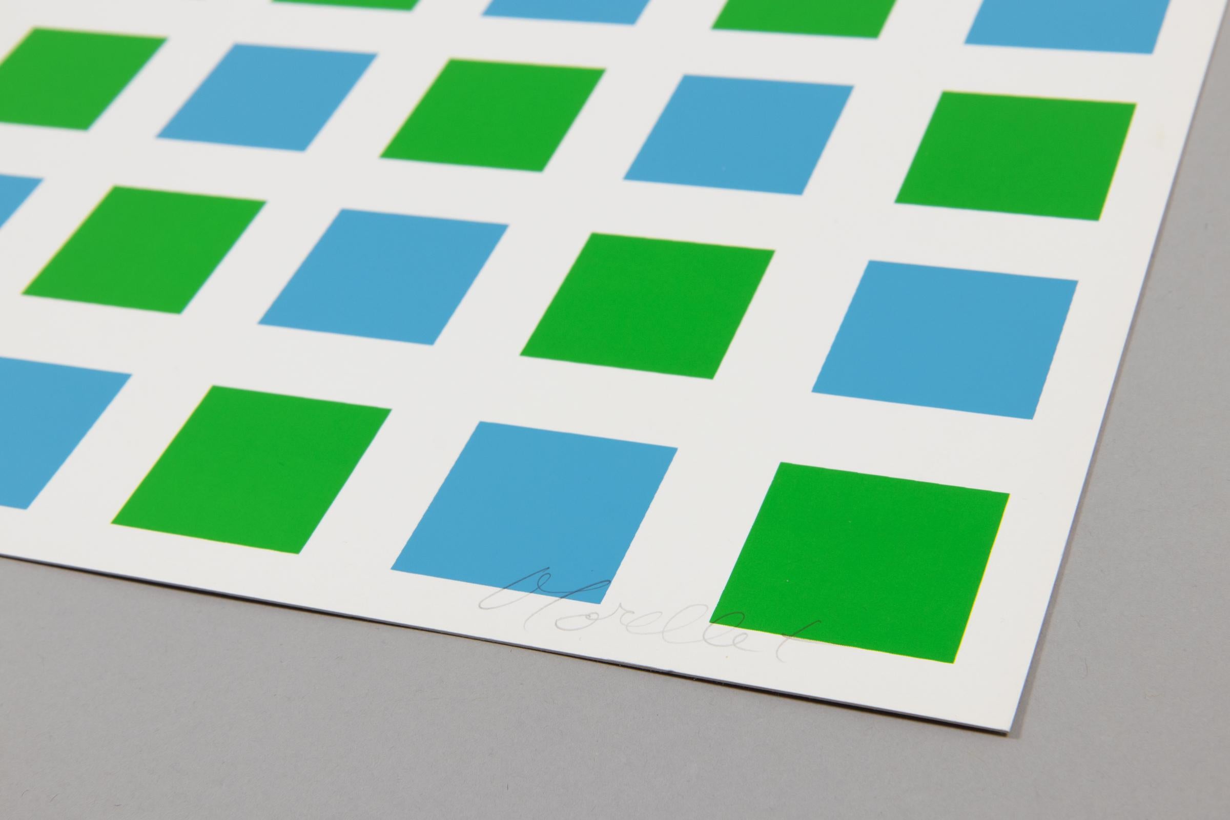 François Morellet (français, 1926-2016)
Sans titre (tiré de 6. Kölner Kunstmarkt 72), 1972
Médium : Sérigraphie sur papier
Édition de 180 : signée à la main
Dimensions : 45 x 65 cm
Condit : Excellent