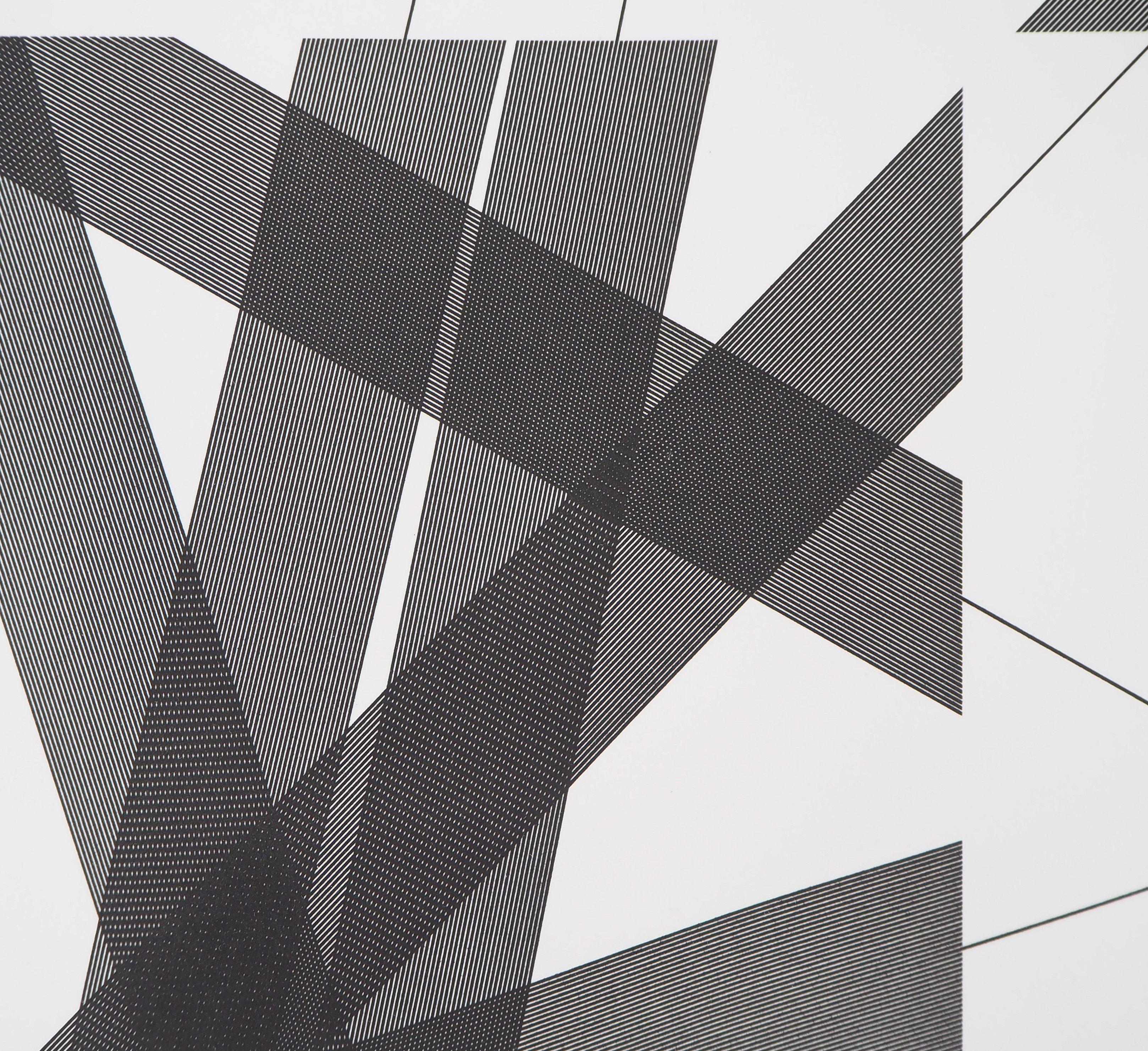 Op Art : Geometrical Abstraction - Original etching with aquatint - Gray Abstract Print by Francois Morellet