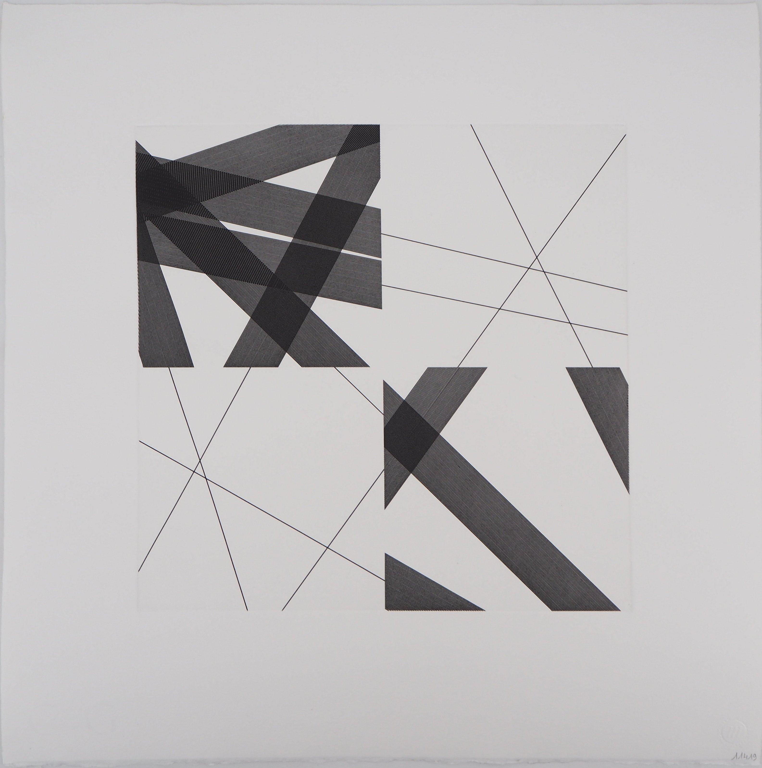 Op Art: Astrazione geometrica - Acquaforte originale con acquatinta