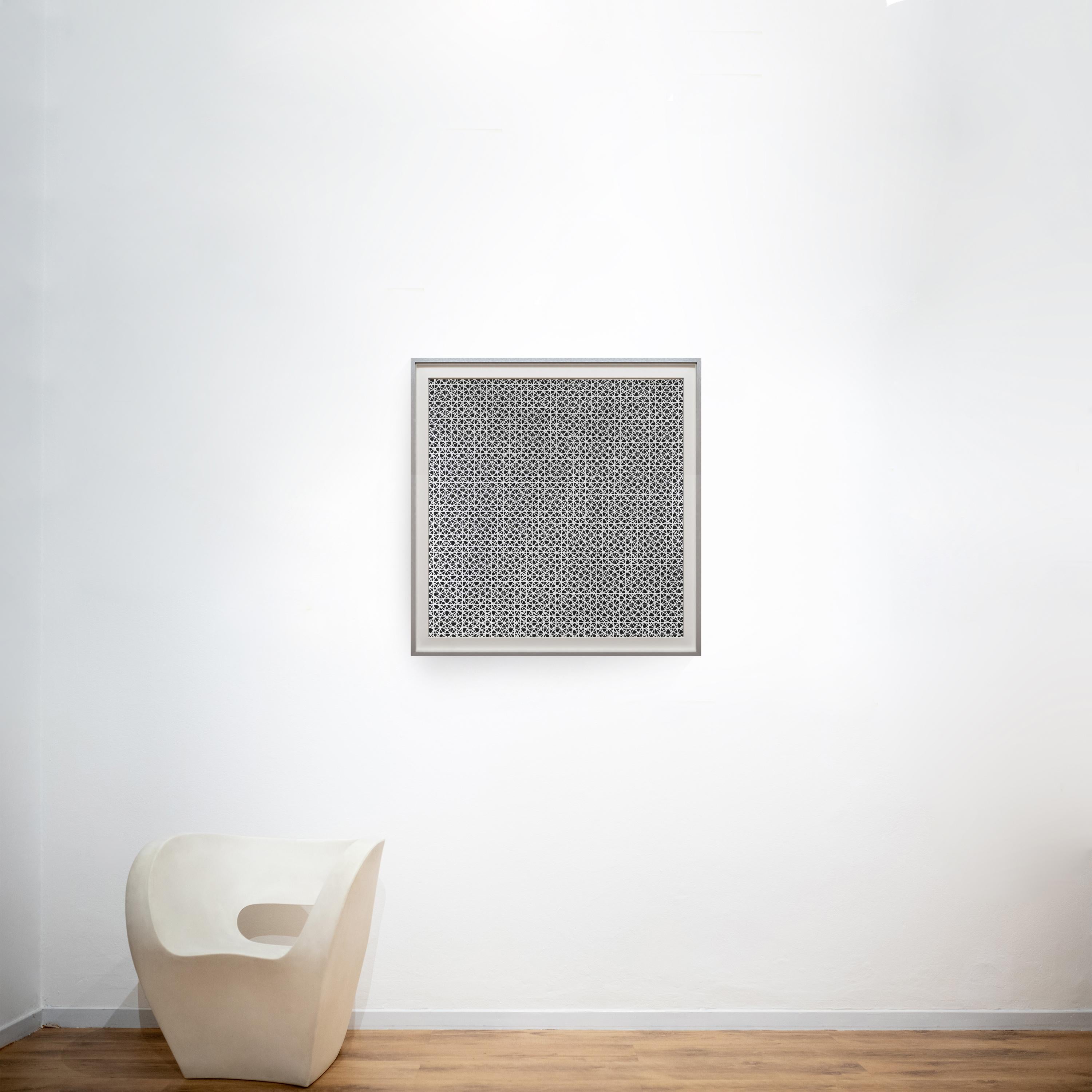 Trame, 1956-1975, Serigrafia, Astrazione geometrica, Argento - Abstract Geometric Print by Francois Morellet