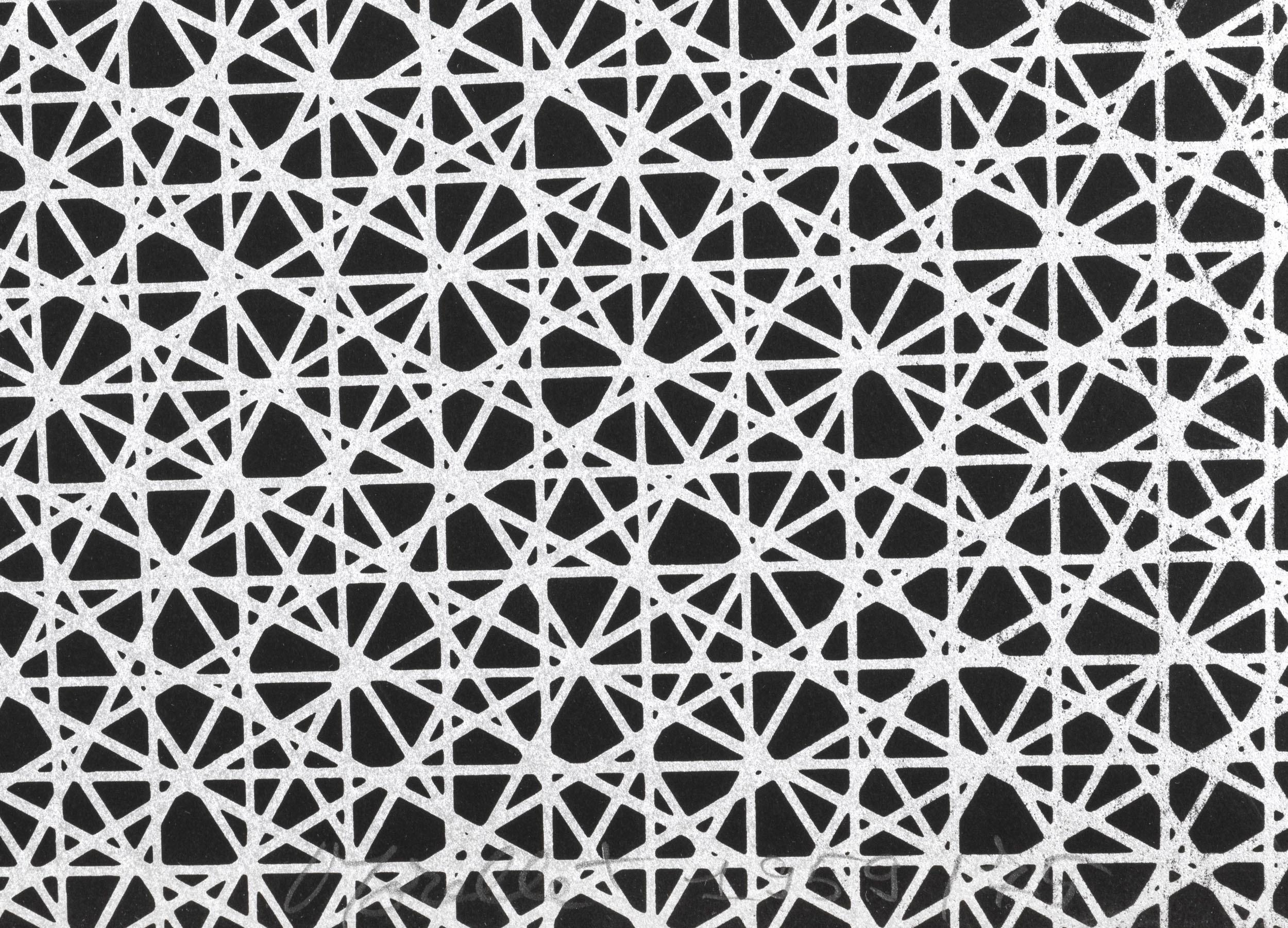 Trame, 1956-1975, Serigrafia, Astrazione geometrica, Argento - Gray Abstract Print by Francois Morellet
