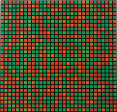 François Morellet Signed Limited Edition Silkscreen Print Chartres Vert Orange