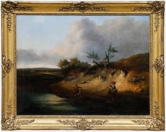 François-Etienne Musin (1820-1888) - Huile encadrée, Oisiveté au bord de la rivière