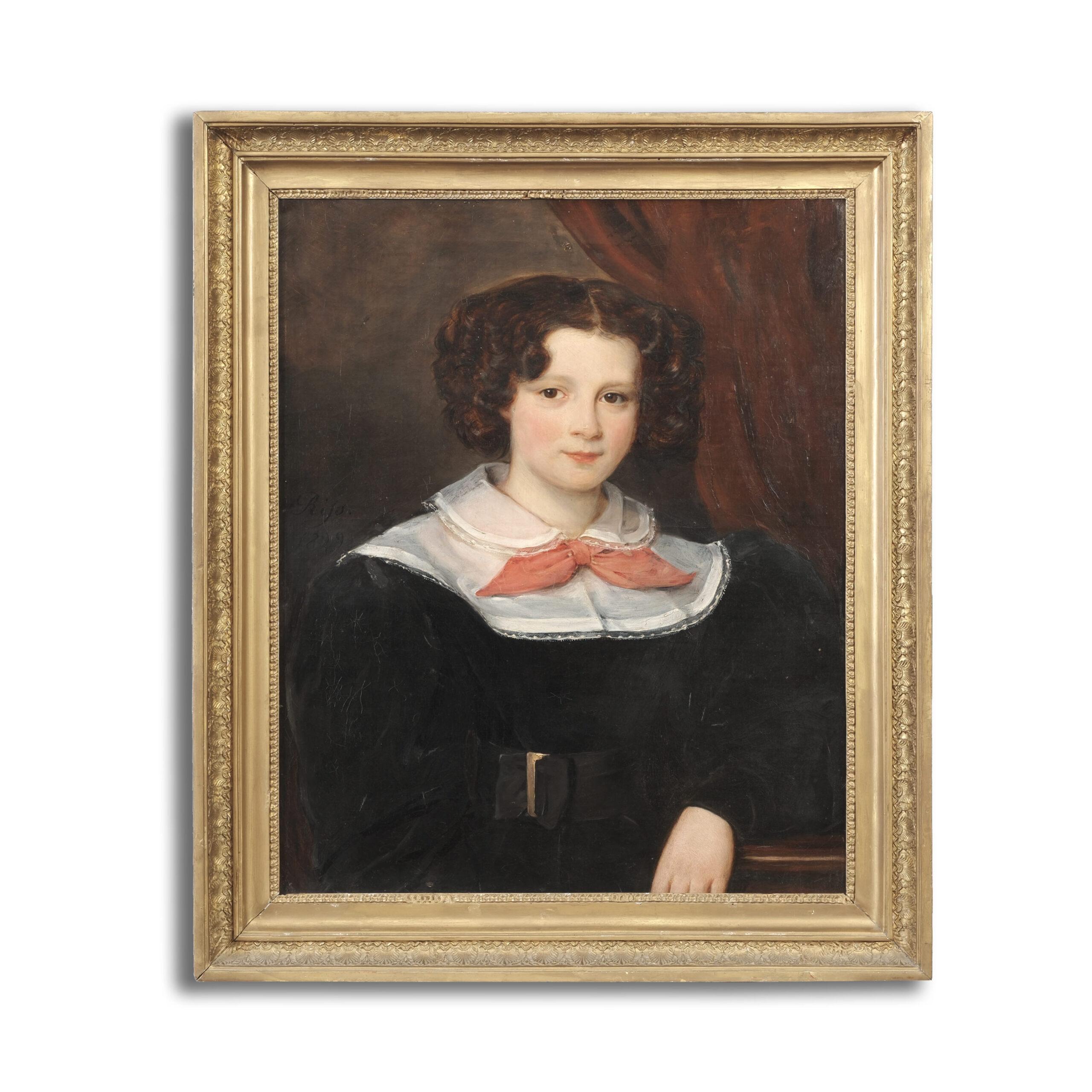 Russe Francois Nicholas Riss (1804-1886) Portrait d'enfant Biedermeier du XIXe siècle  en vente