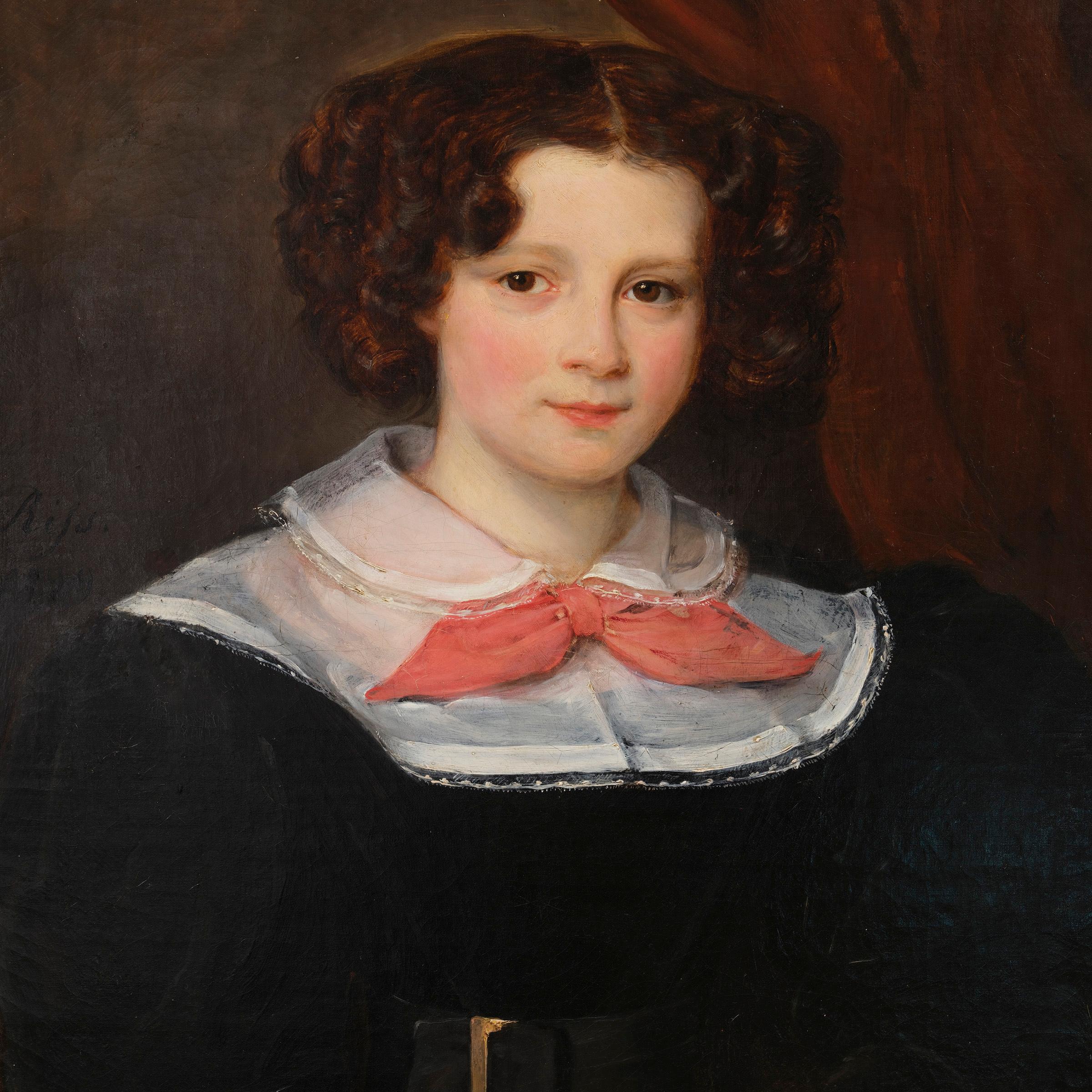 Russo Francois Nicholas Riss (1804-1886) Ritratto di bambino Biedermeier del XIX secolo in vendita