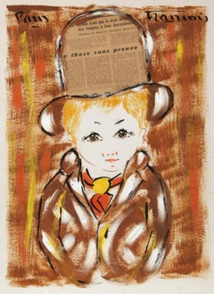 «Chico rubio con sombrero», acrílico con collage firmado por François Paris