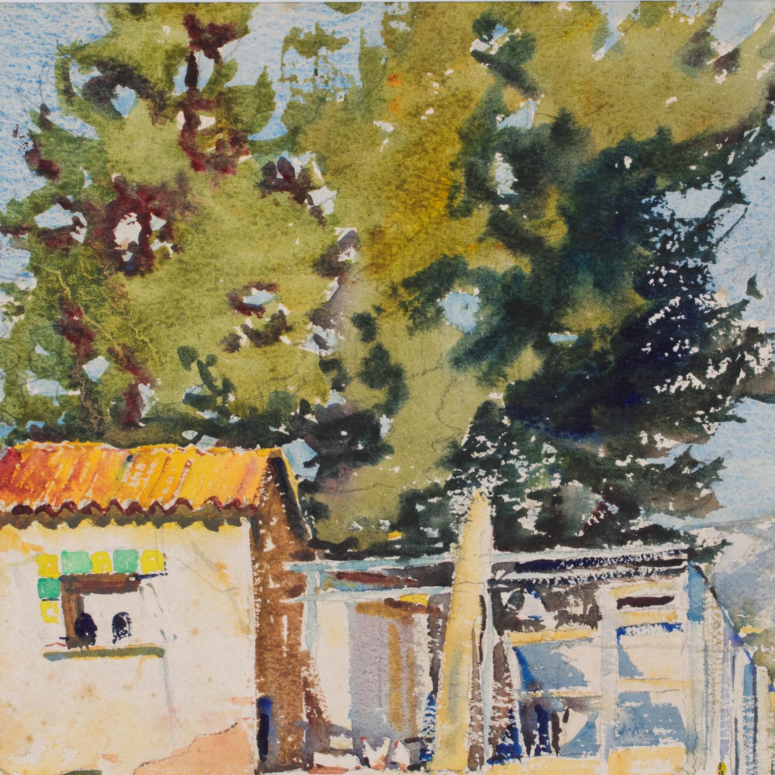 Landschaft in der Provence Aquarellgemälde von Francois Pascal, um 1940 im Angebot 9