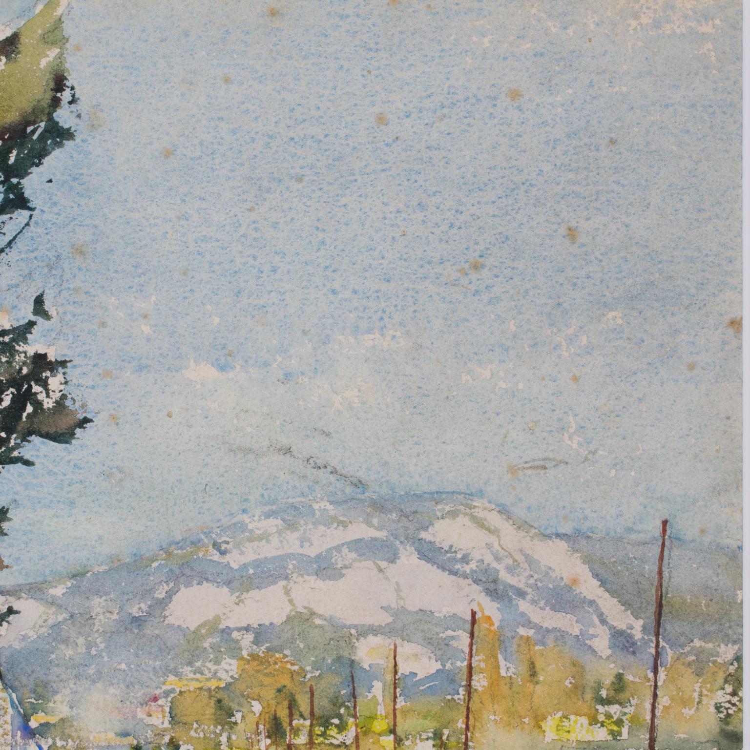 Landschaft in der Provence Aquarellgemälde von Francois Pascal, um 1940 im Angebot 10