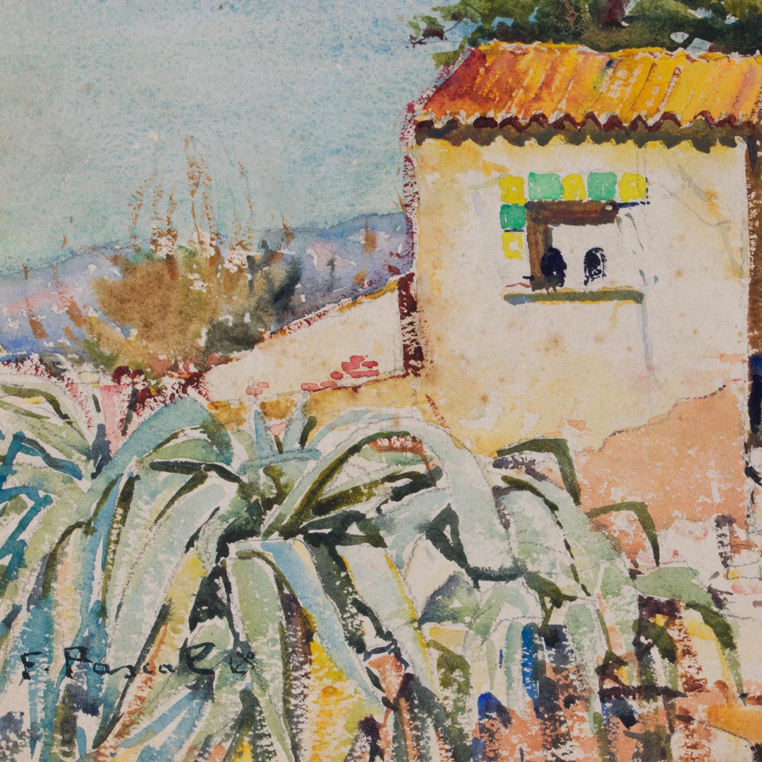 Landschaft in der Provence Aquarellgemälde von Francois Pascal, um 1940 im Angebot 8