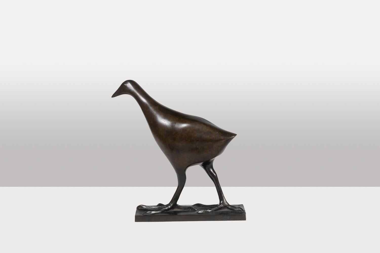 François Pompon. Poule d'eau, bronze, 2006 impression. en vente 3