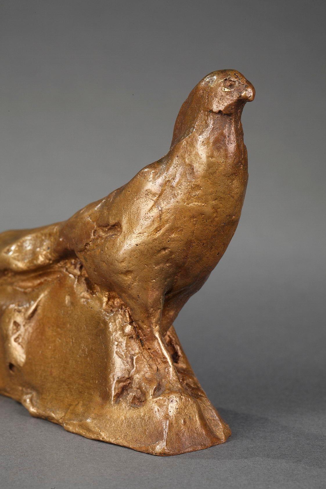 Pheasant - Gold Figurative Sculpture by François Pompon