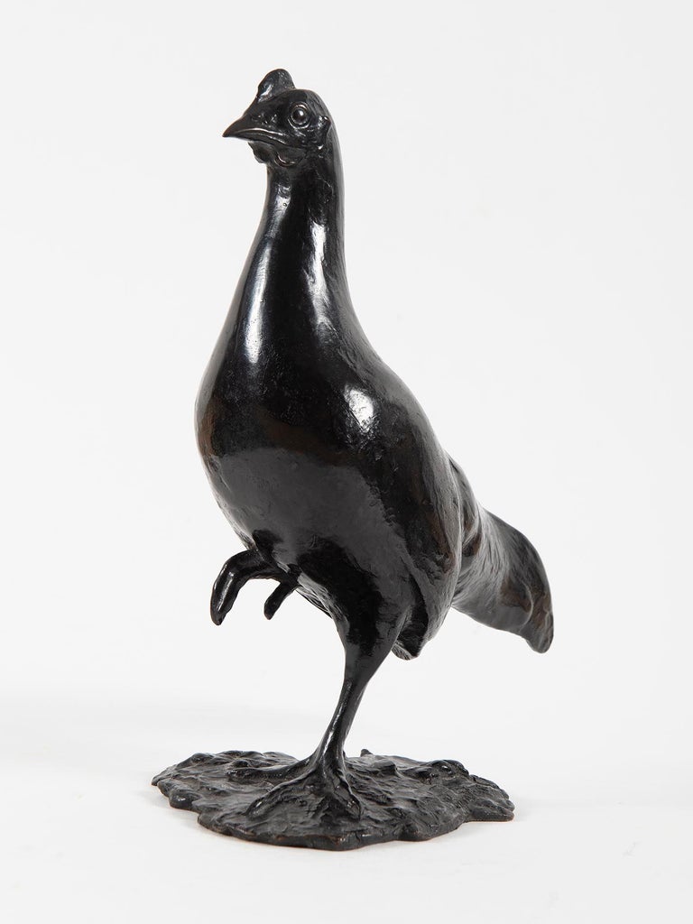 François Pompon - Poule Cayenne, by François Pompon, 1900's, sculpture,  animal, bronze, chicken For Sale at 1stDibs