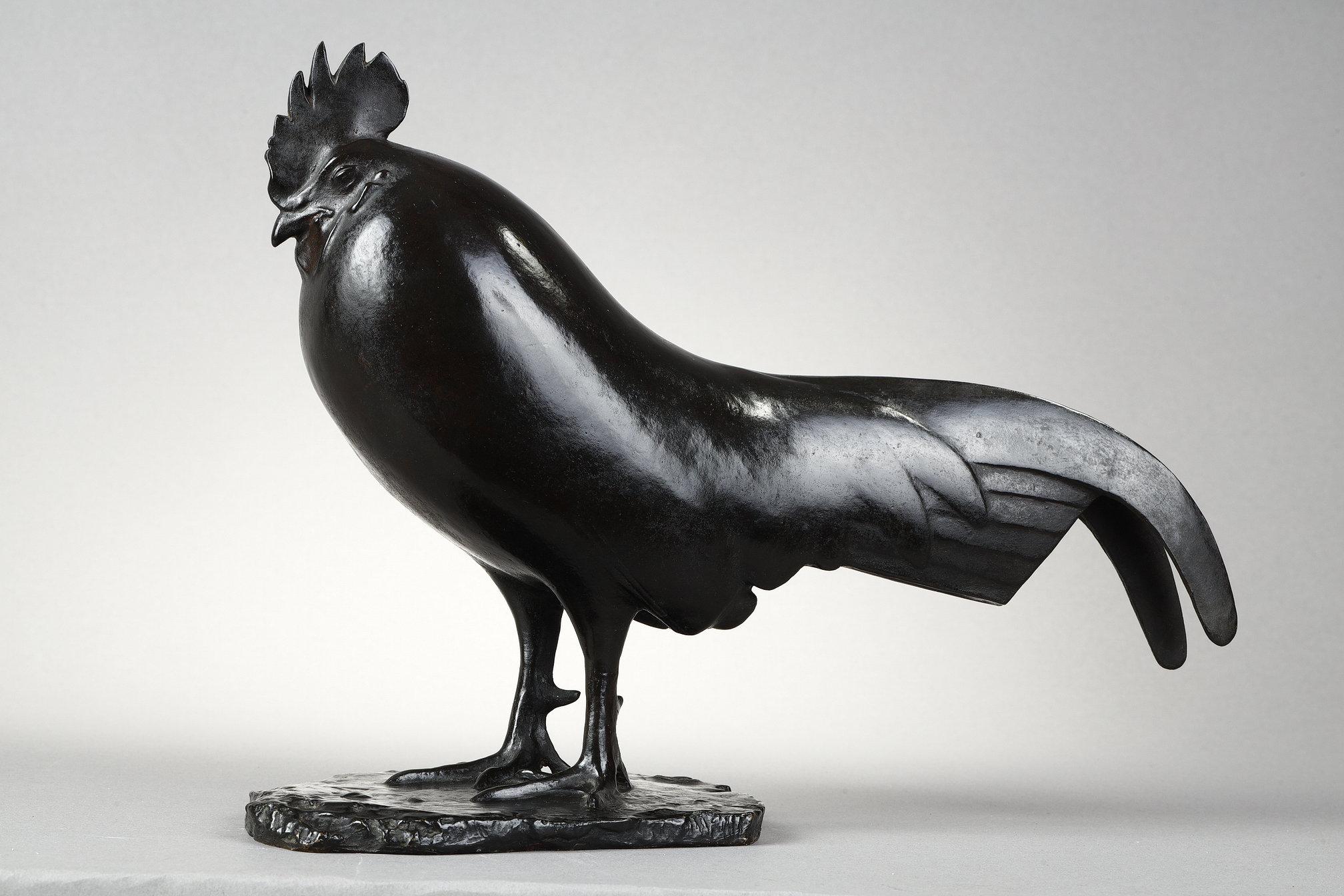 Rooster sleeping - Sculpture by François Pompon