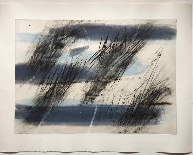 François Pont Abstract Drawing - Friche/Fallow Land: Edition (2/9) Engraving with Hand Painting by Francois Pont
