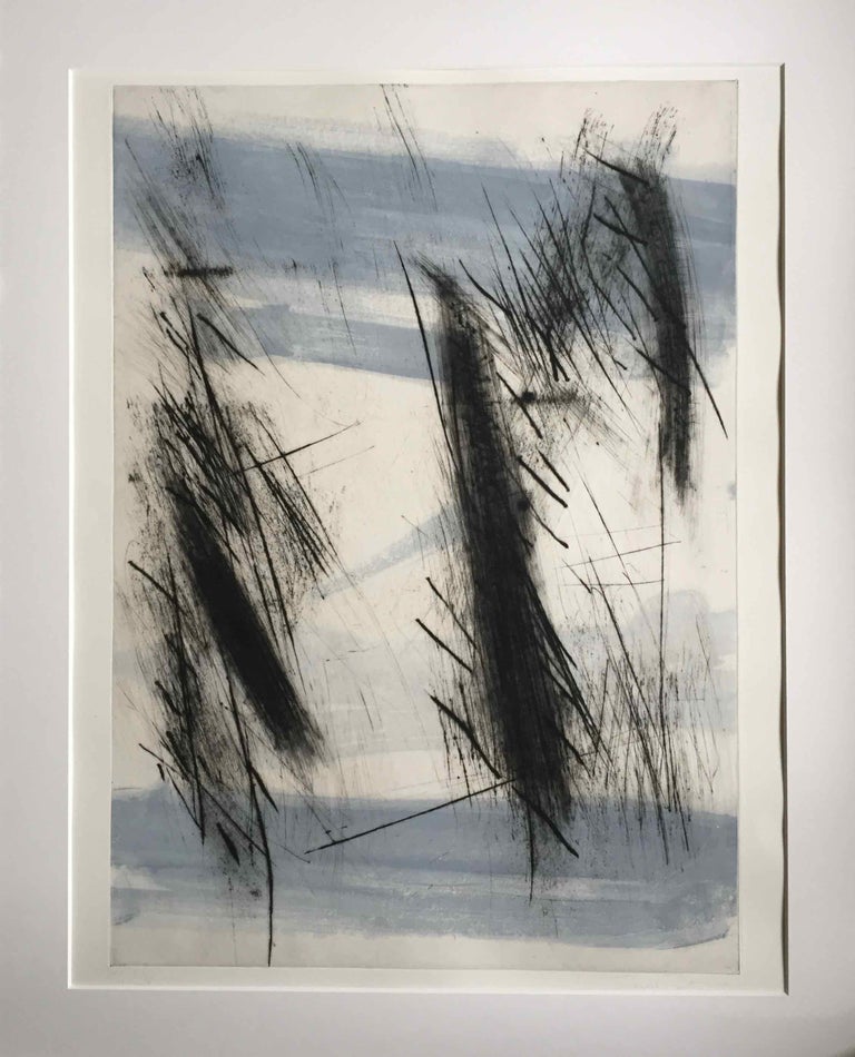 François Pont Abstract Drawing - Ouverture: Editioned Engraving with Hand Painting by Francois Pont