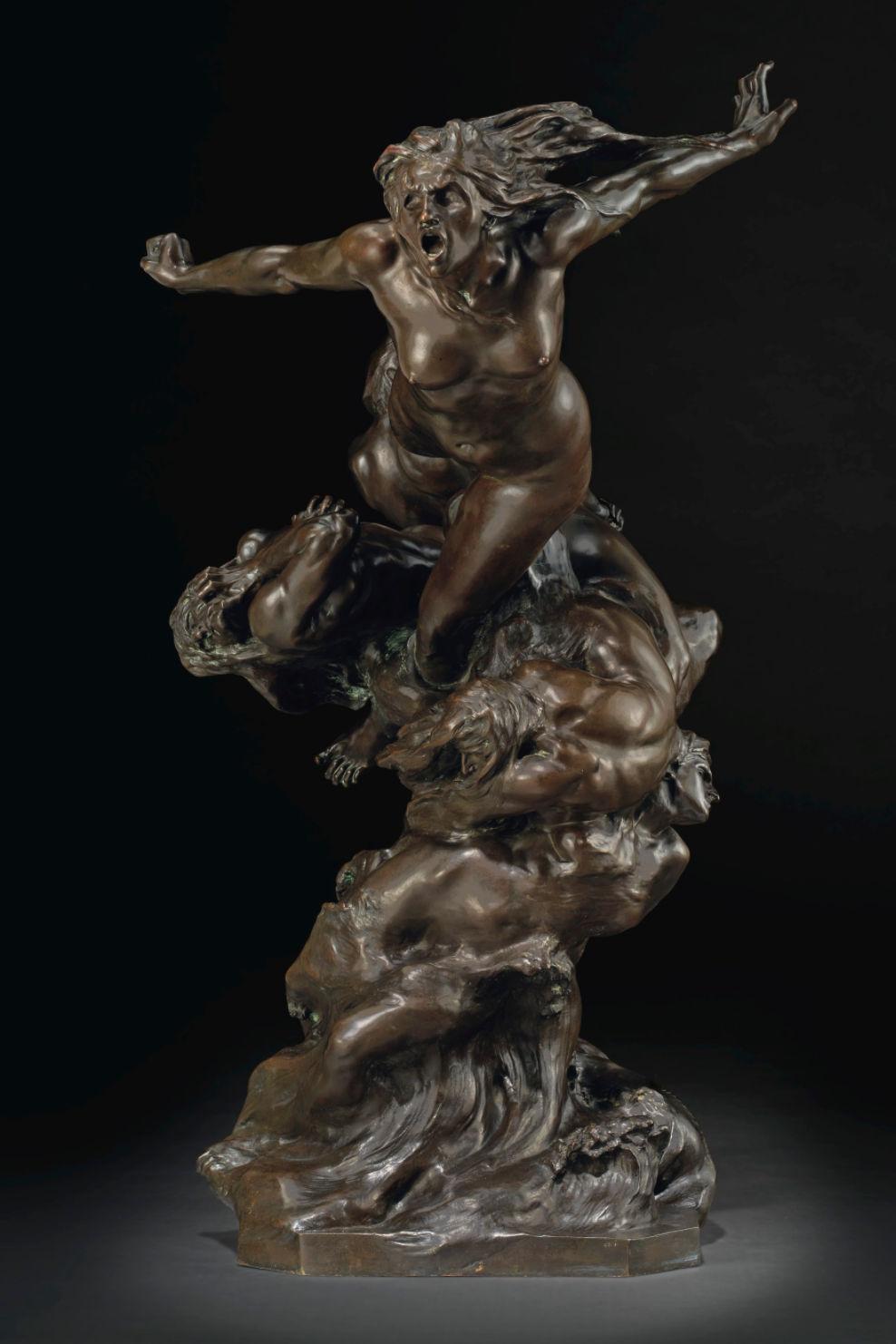 Francois-Raoul Larche Bronze Sculpture La Tempête et les Nuées In Good Condition For Sale In New York, US