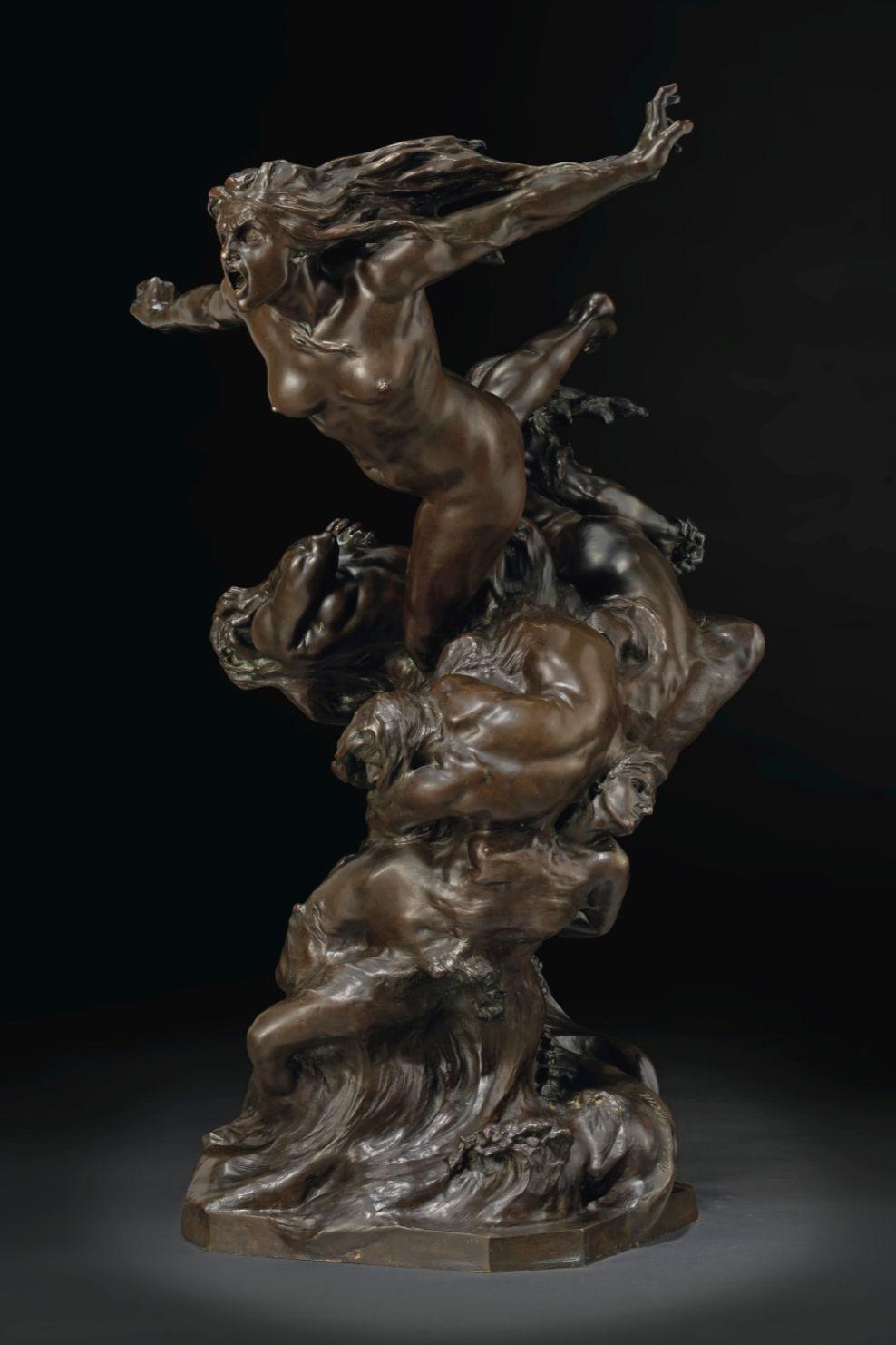 Sculpture en bronze La Tempte et les Nus de Francois-Raoul Larche Bon état - En vente à New York, US