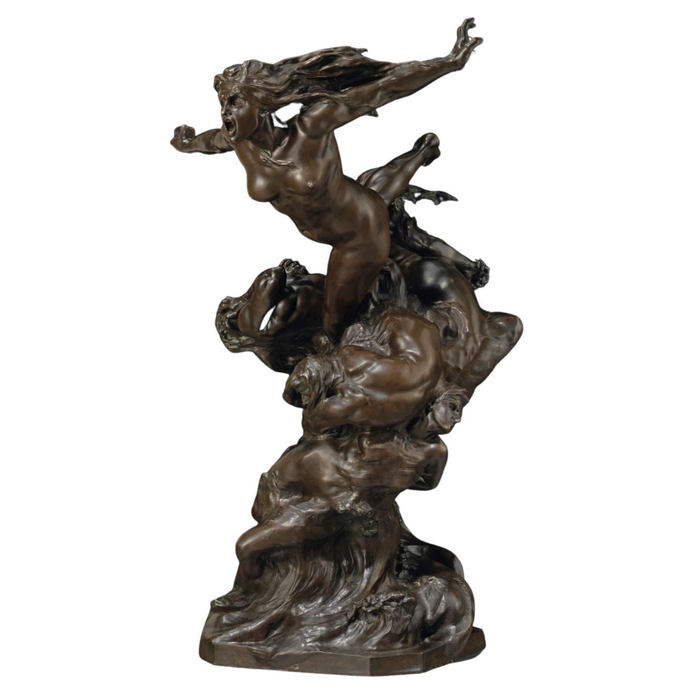 Sculpture en bronze La Tempte et les Nus de Francois-Raoul Larche