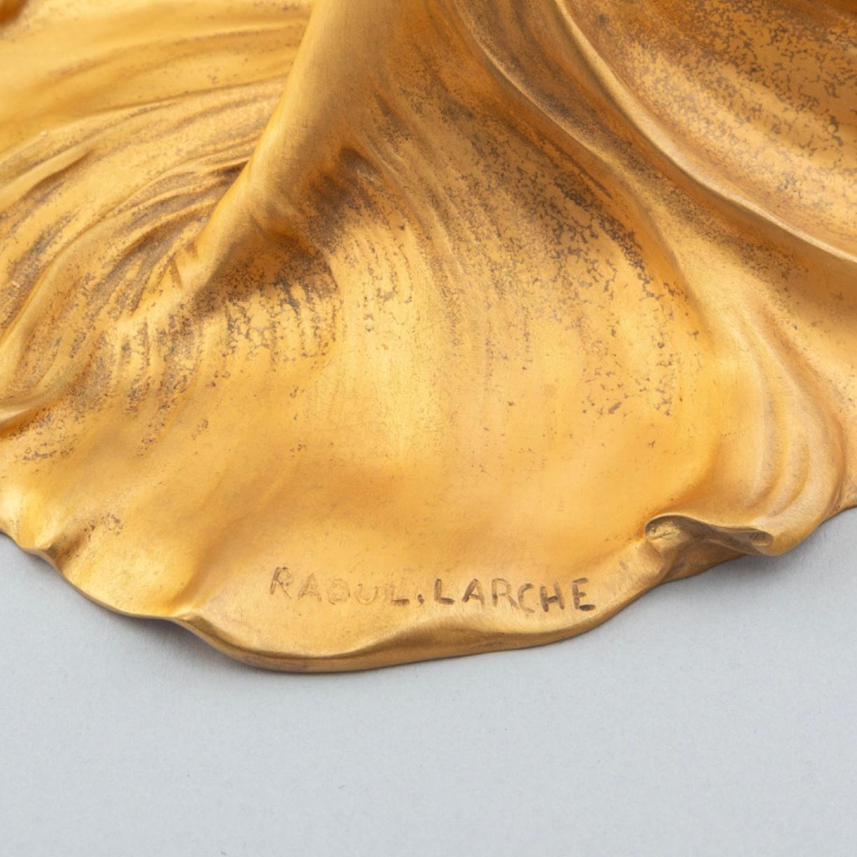 Cast Francois Raoul Larche Art Nouveau Gilt Bronze Loie Fuller Table Lamp For Sale