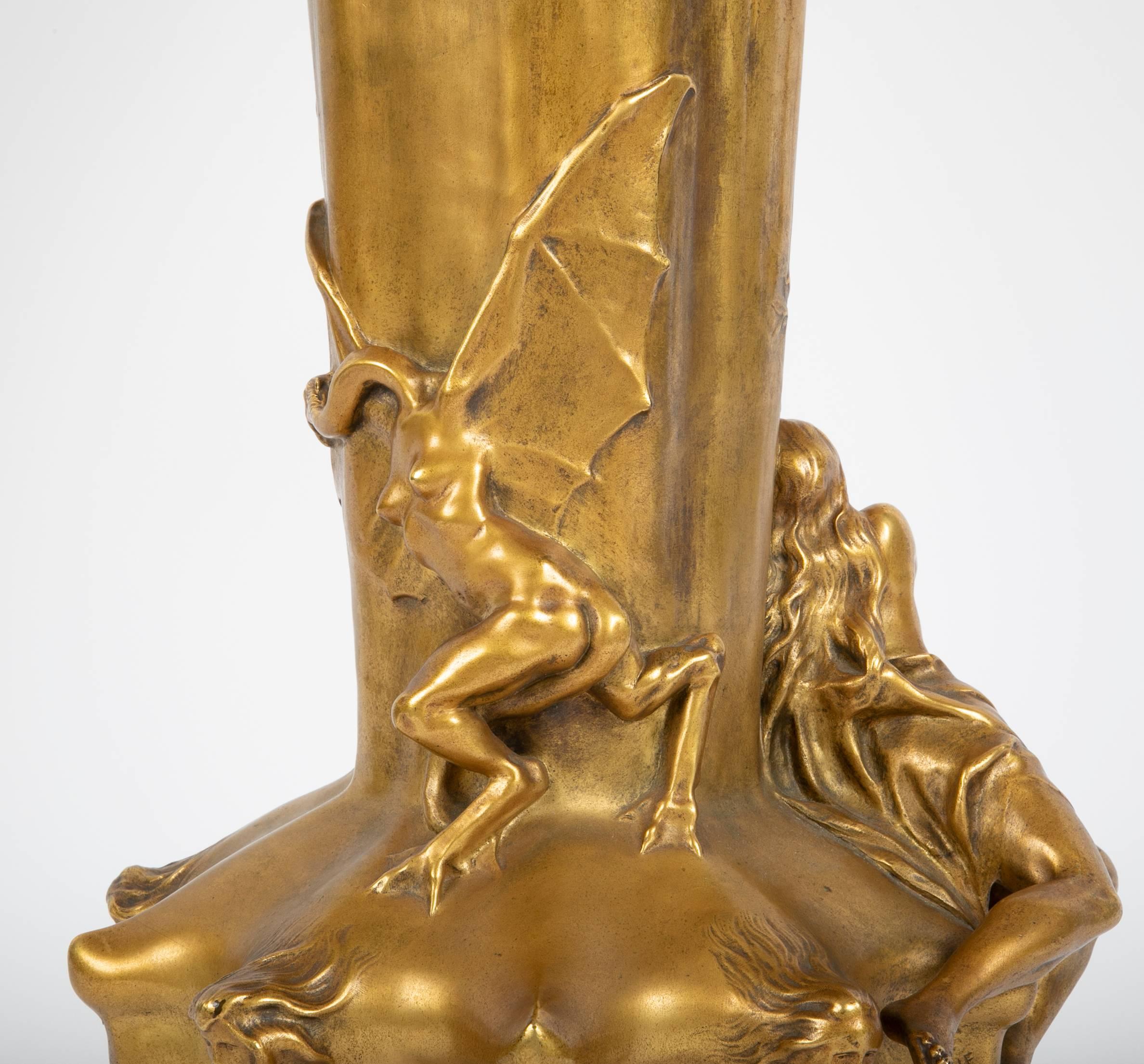 Francois-Raoul Larche Gilt Bronze Vase/Lamp with Siot-Paris Foundry Stamp 4