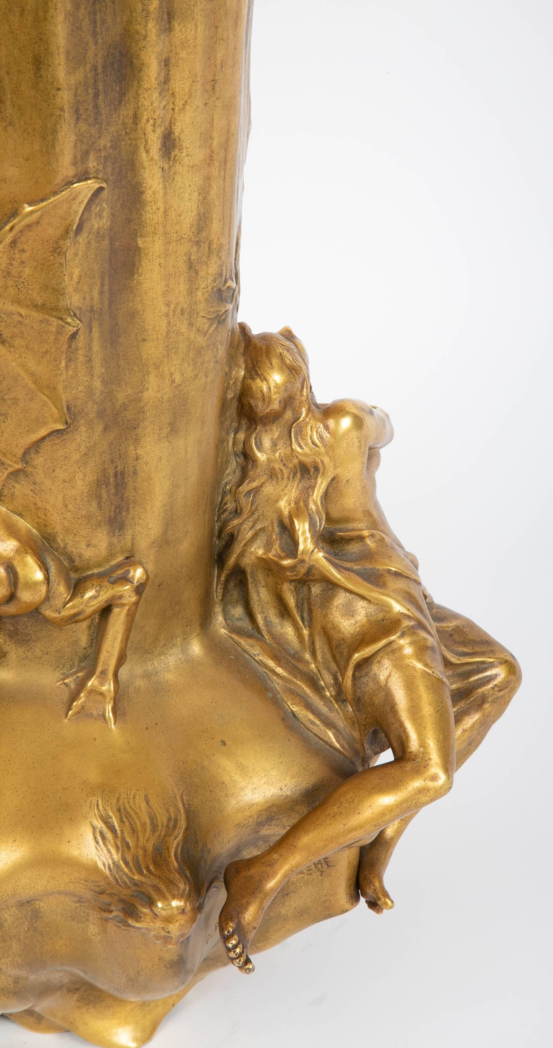 Francois-Raoul Larche Gilt Bronze Vase/Lamp with Siot-Paris Foundry Stamp 6
