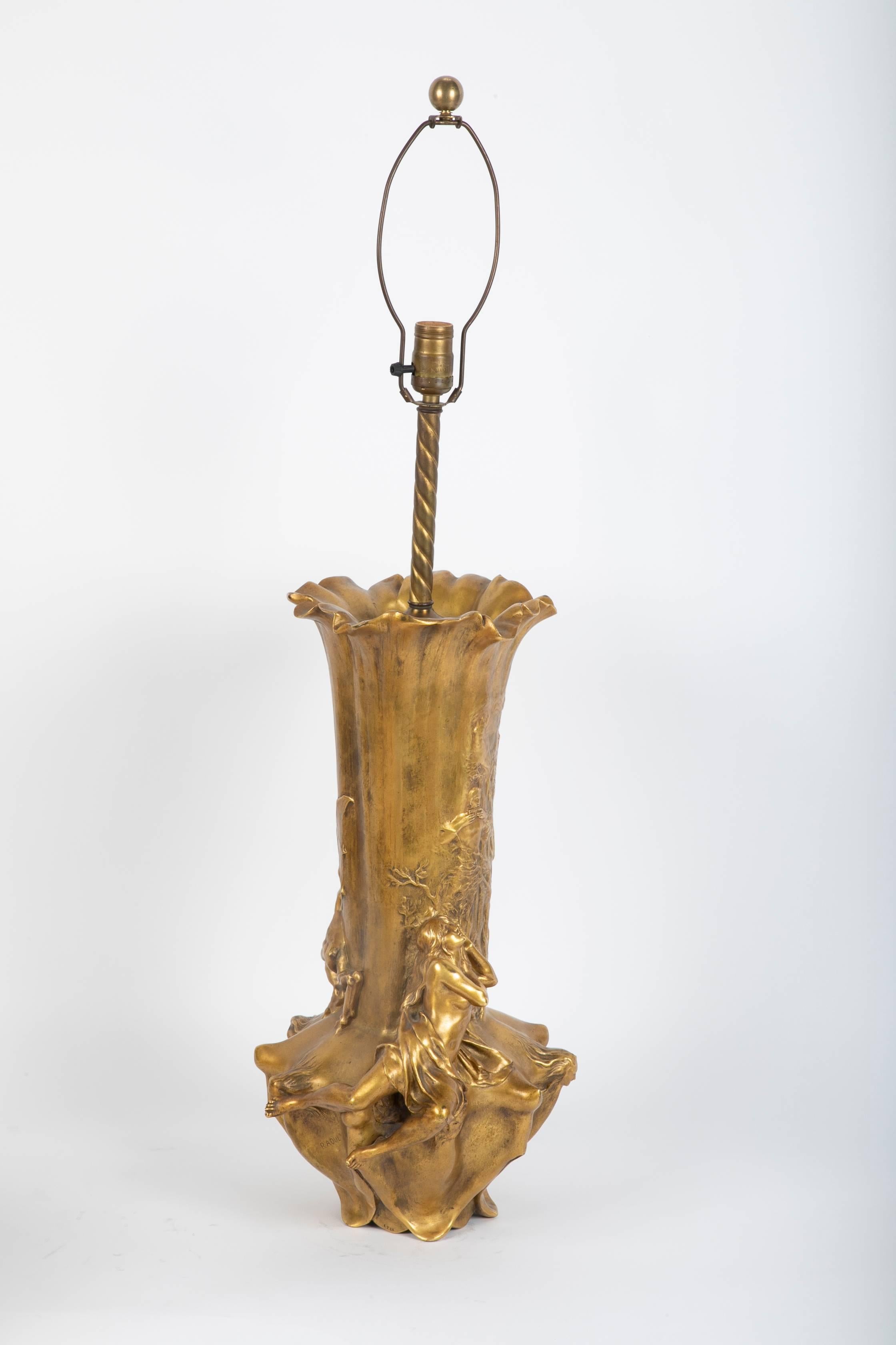 Francois-Raoul Larche Gilt Bronze Vase/Lamp with Siot-Paris Foundry Stamp 7